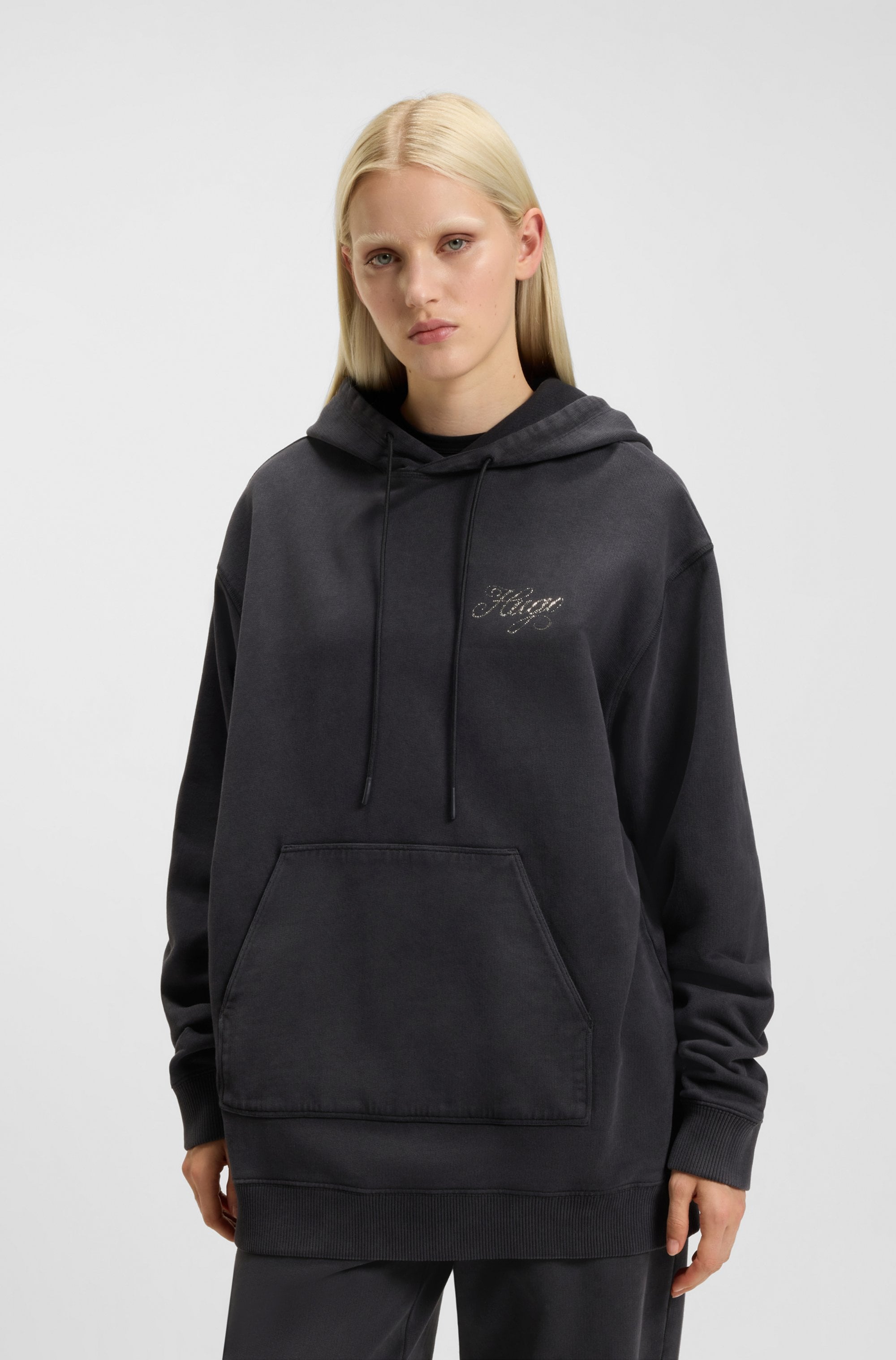 HUGO Blue Hoodie "Dejandra", Oversized Fit, Strassapplikation auf dem Rücke günstig online kaufen
