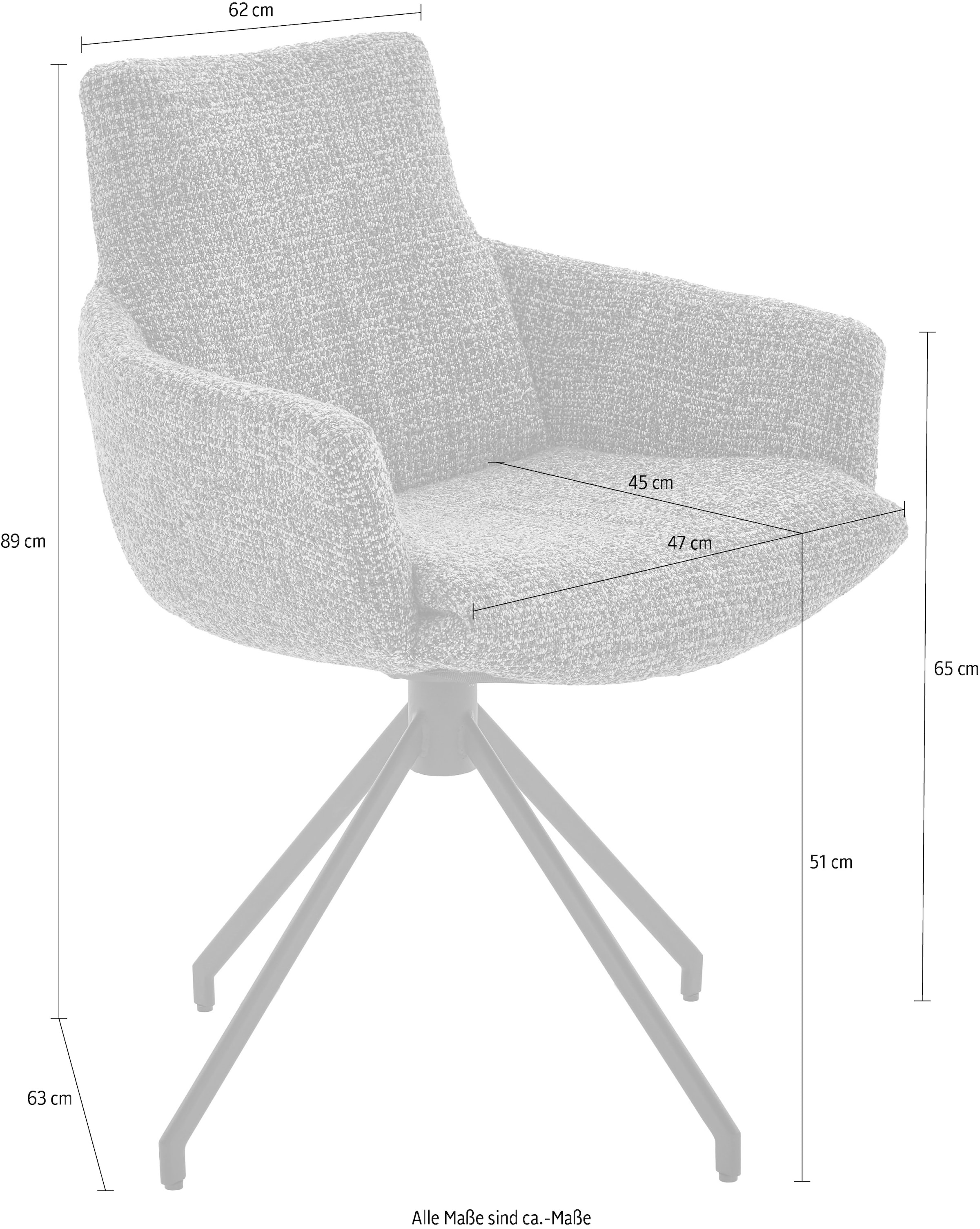 NIEHOFF SITZMÖBEL Esszimmerstuhl, Flachgewebe, 2er Set, Bezug in Bouclé-Optik, optional mit Drehfunktion, Sh 51
