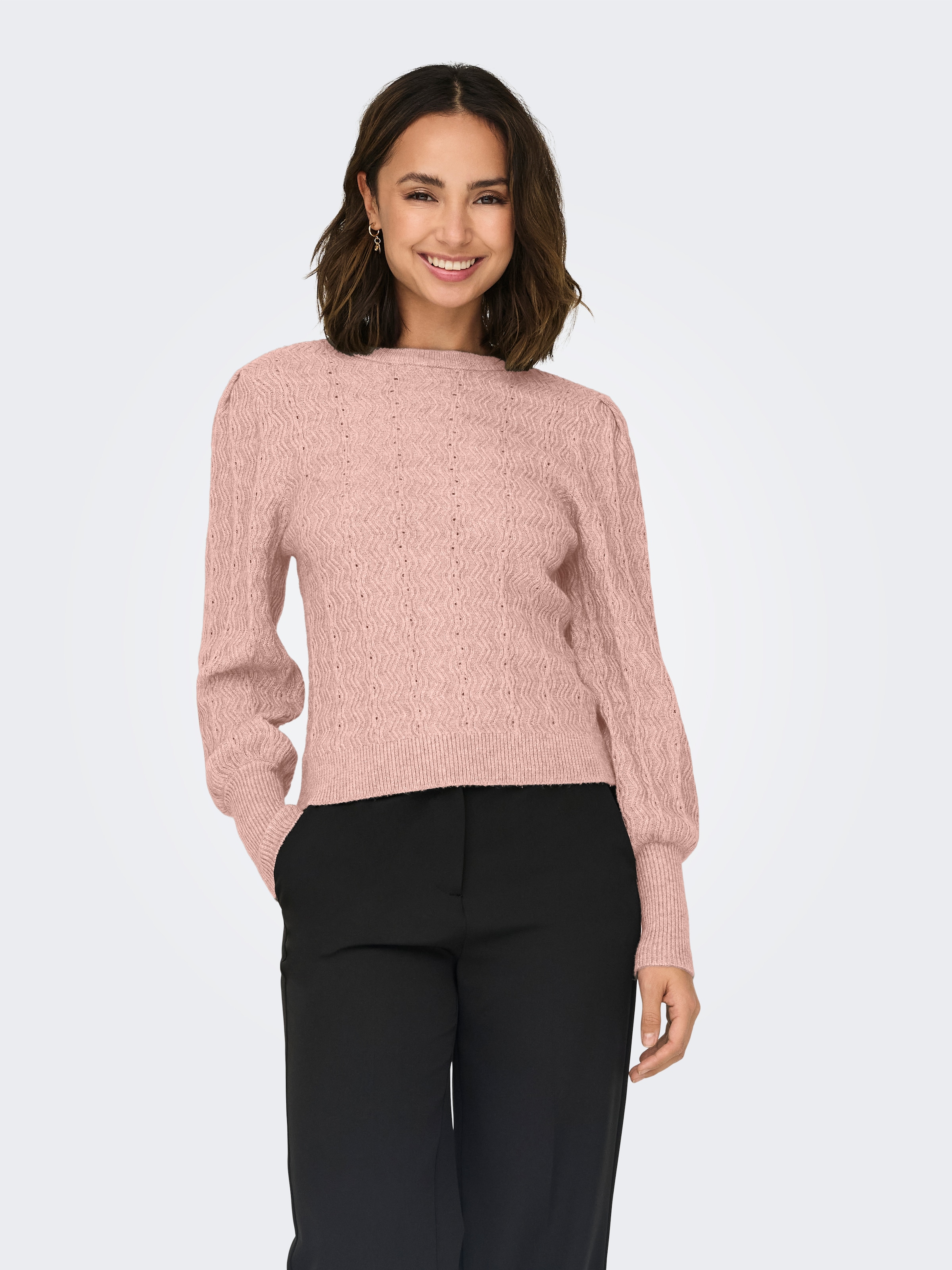 ONLY Rundhalspullover "ONLKATIA LS STRUC PUFF ONECK CC KNT" Materialmix, re günstig online kaufen