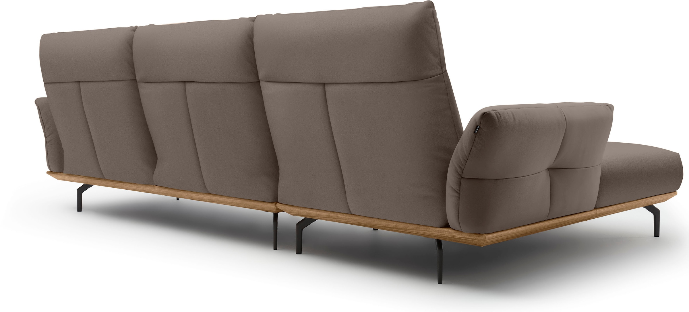Creation BY ROLF BENZ Ecksofa »CR.460«, Sockel in Nussbaum, Winkelfüße in Umbragrau, Breite 318 cm