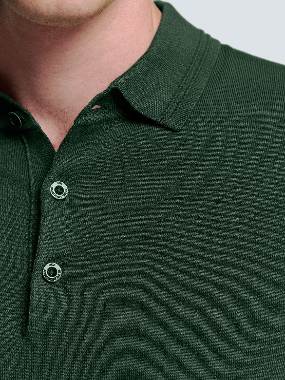 NO EXCESS Rundhalspullover »No Excess Langärmeliger Polo-Pullover«