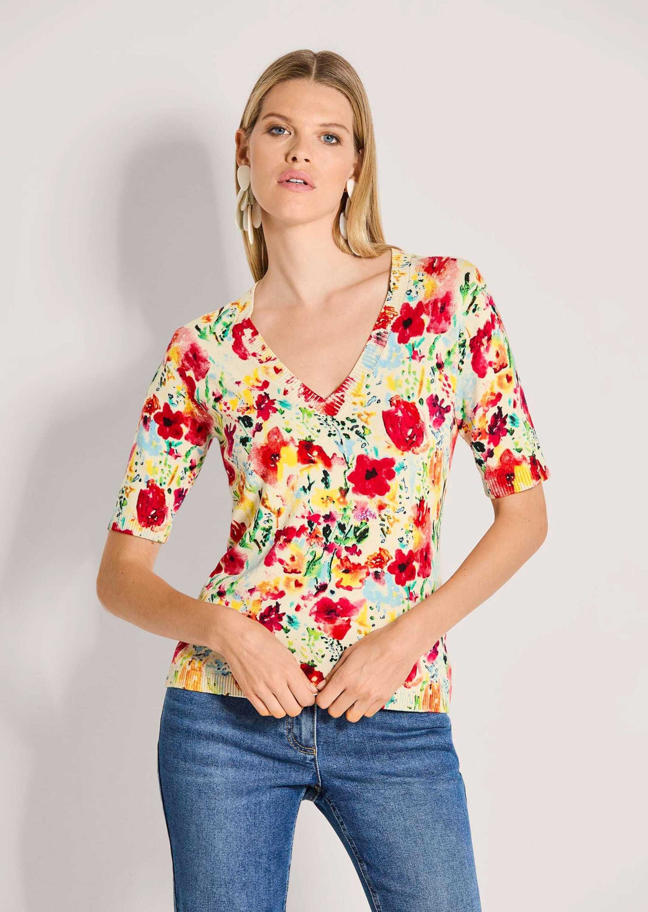 Thumbnail - MADELEINE Longpullover "Viskosepullover Druckpullover mit floralem Muster" Farbintensives Blumenmuster