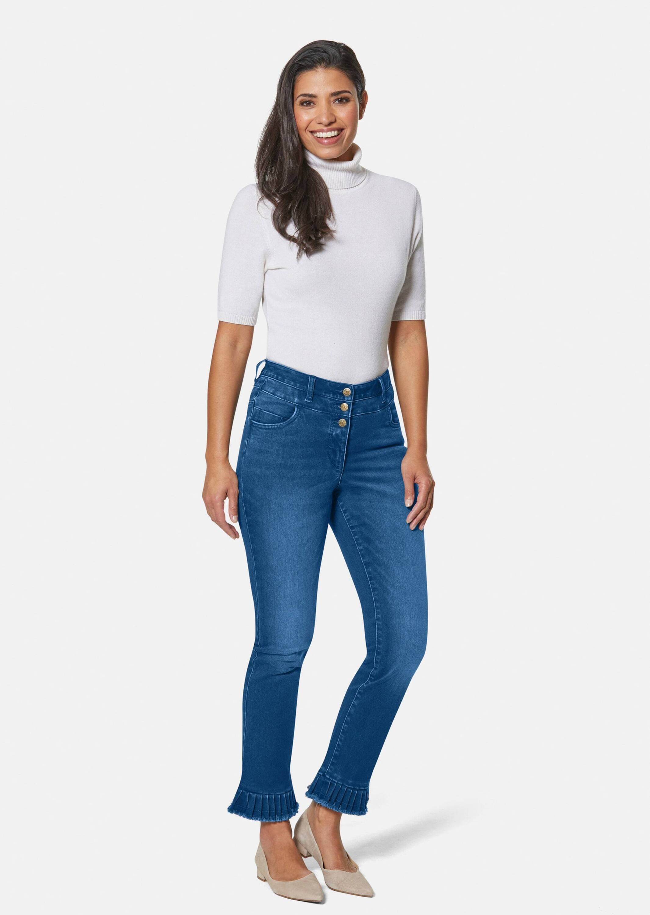 MADELEINE Regular-fit-Jeans "Jeans Jeans mit Plissee-Saum" günstig online kaufen