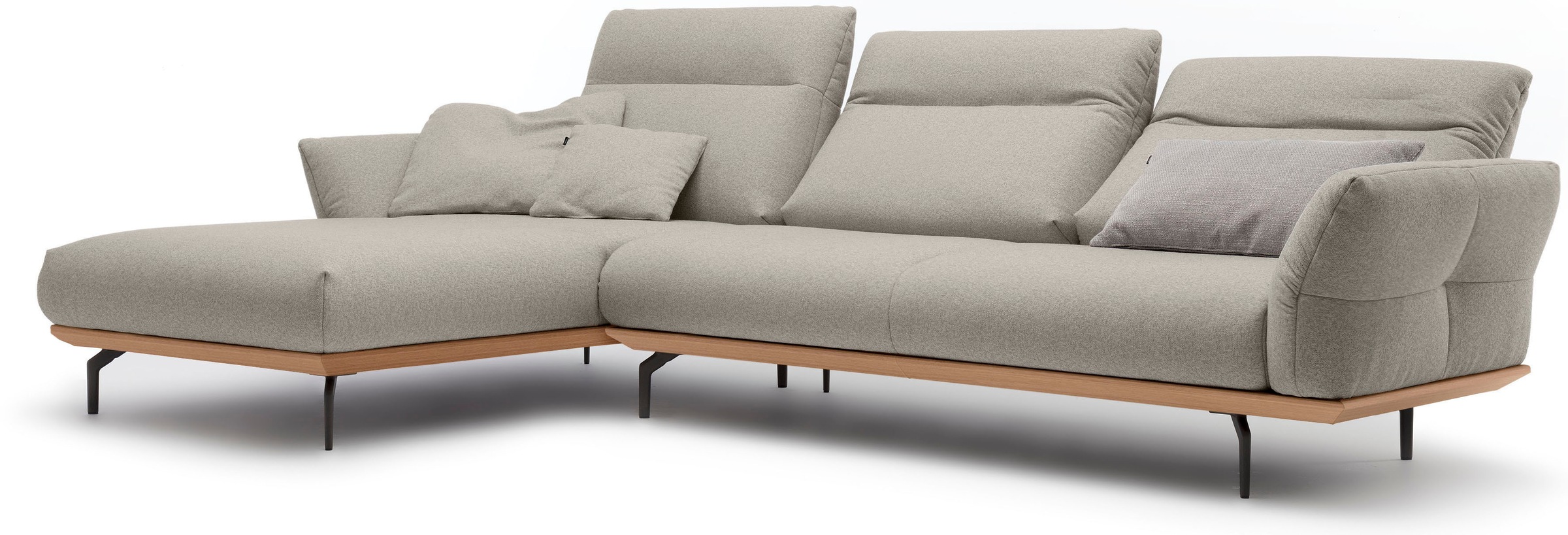 Creation BY ROLF BENZ Ecksofa »CR.460«, Sockel in Eiche, Winkelfüße in Umbragrau, Breite 318 cm