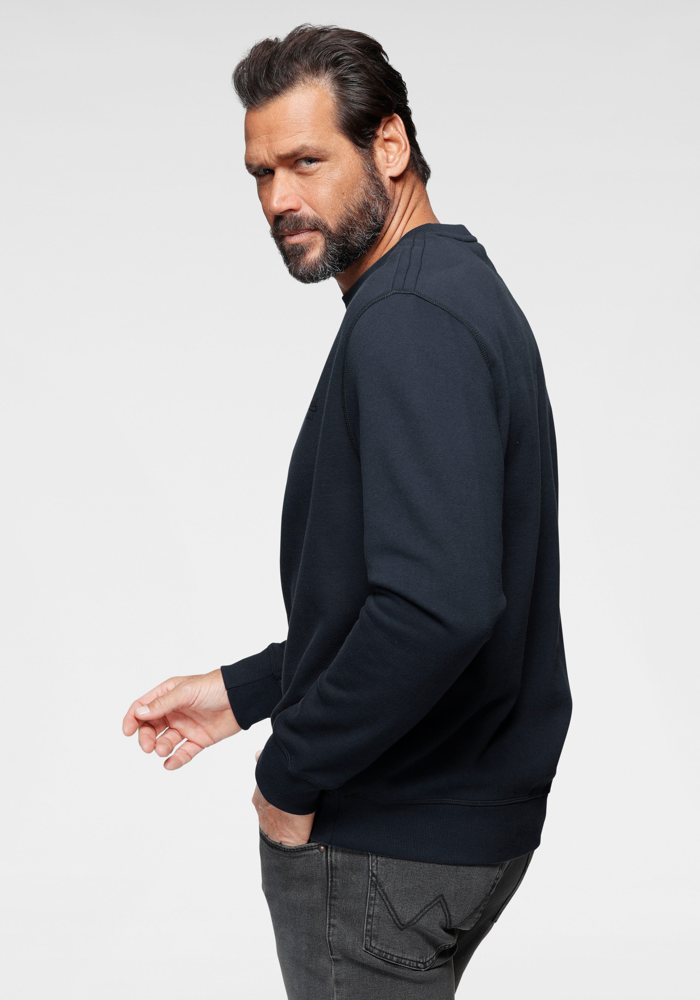 Thumbnail - Mans World Sweatshirt, Langarm, Basic-Stil, unifarben, Rundhalsausschnitt