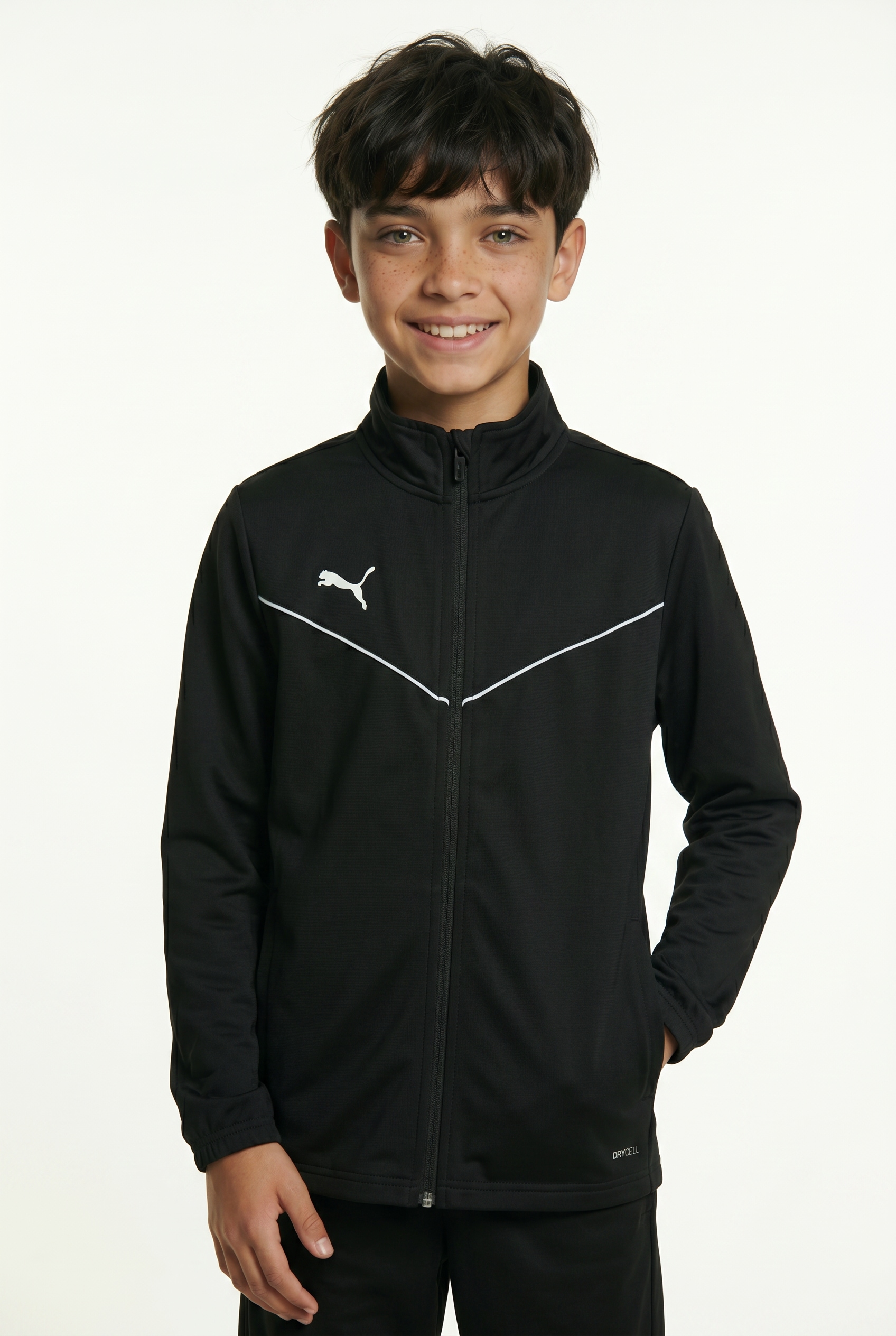 PUMA Trainingsjacke "TEAMRISE TRAINING POLY JACKET JR" ohne Kapuze für Jugendliche, mit Reißverschluss, DryCELL Technologie