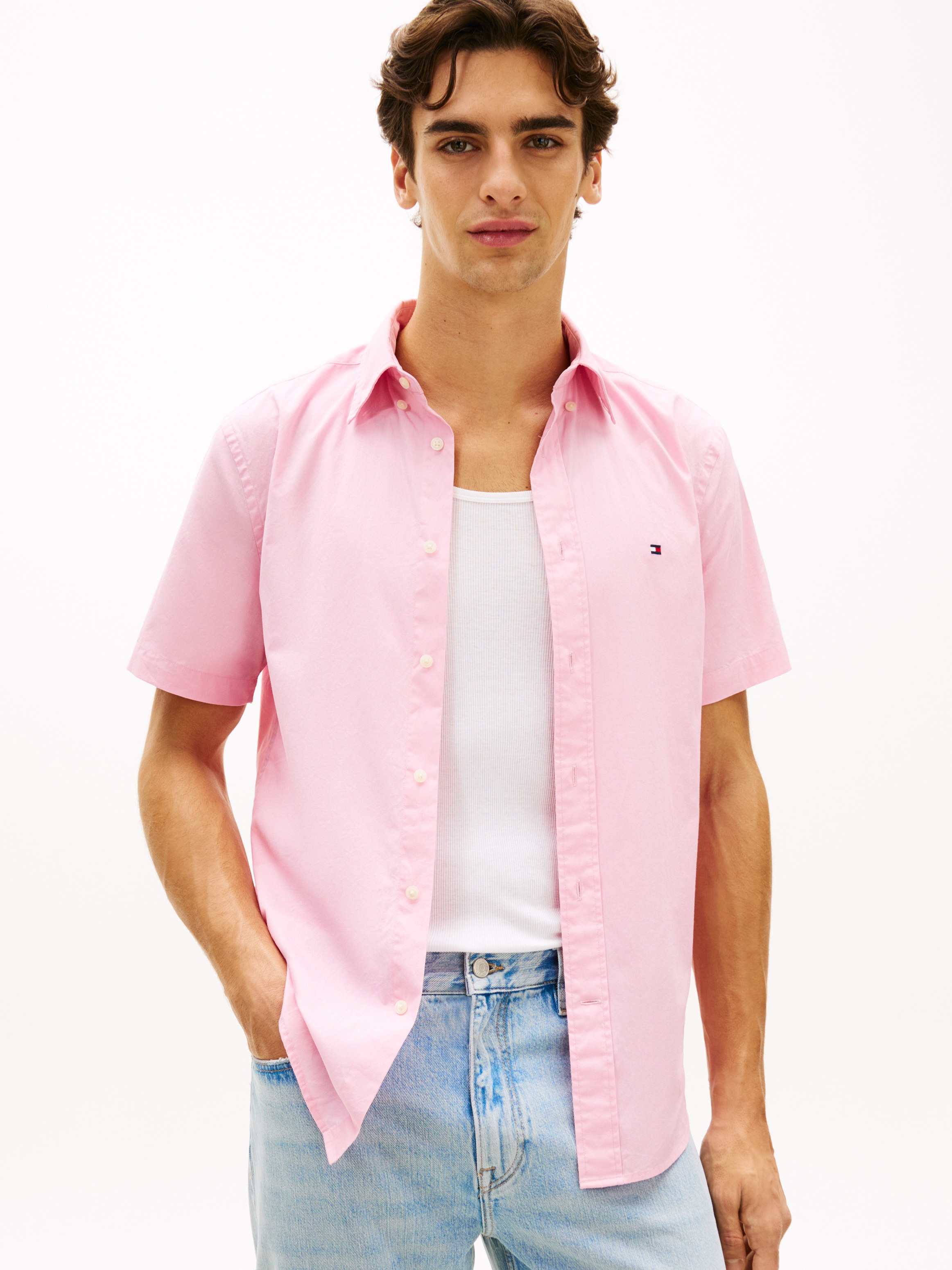 Tommy Hilfiger Kurzarmhemd "FLEX POPLIN SOLID" Regular fit mit Button-Down- günstig online kaufen