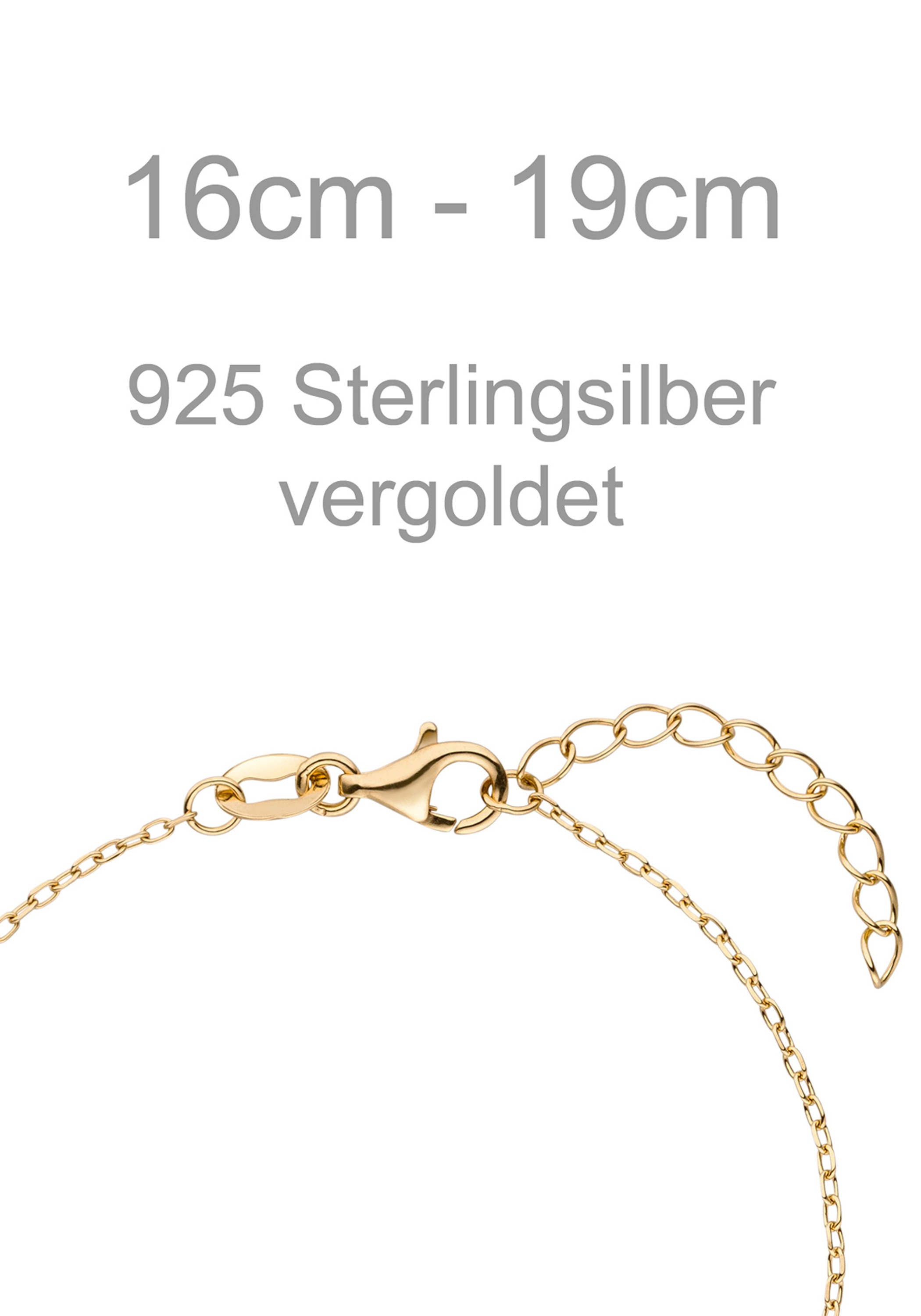 JOBO Armband »Glaube Liebe Hoffnung« 925 Silber vergoldet 19 cm