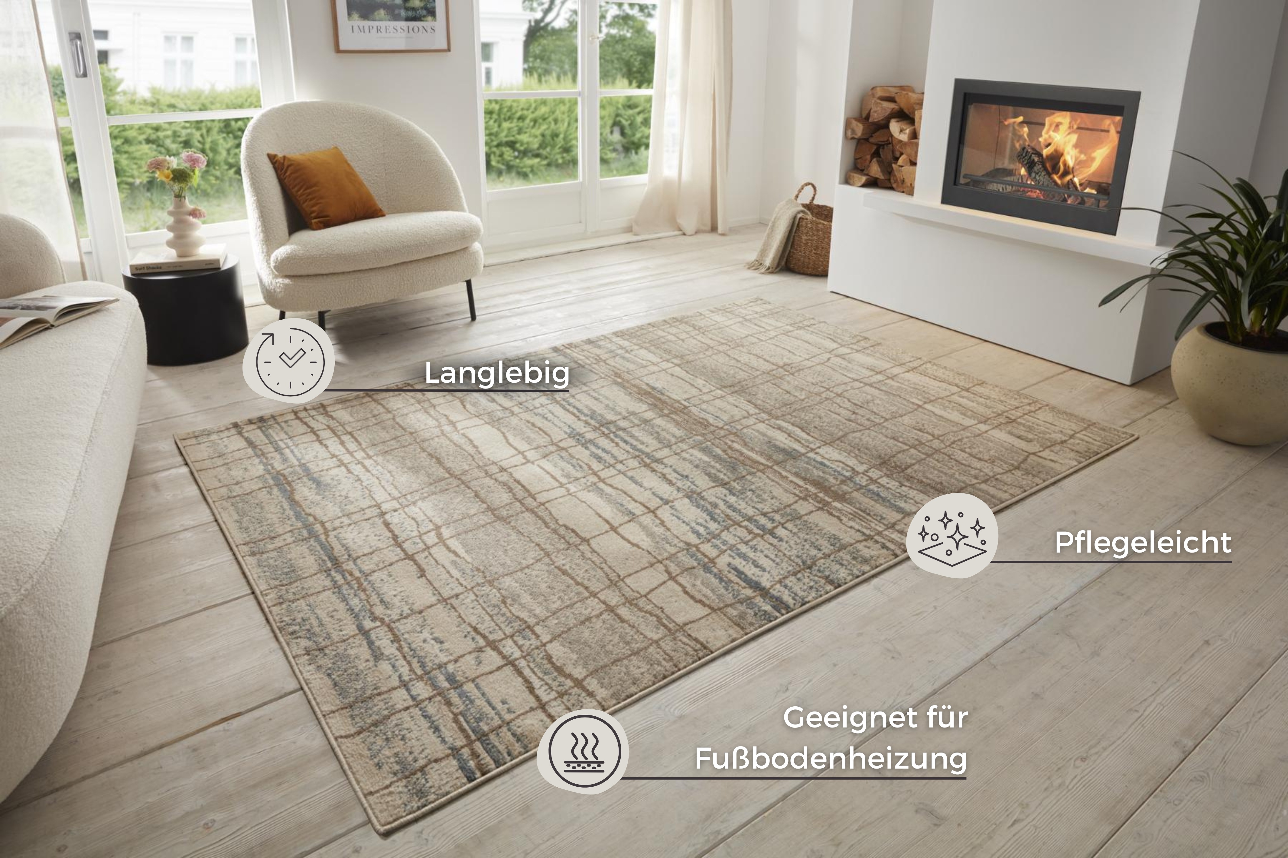 Thumbnail - HANSE Home Teppich "Jord", rechteckig, 8 mm Höhe, Kurzflor, Läufer, Vintage, Wohnzimmer, Schlafzimmer, Esszimmer, Flur