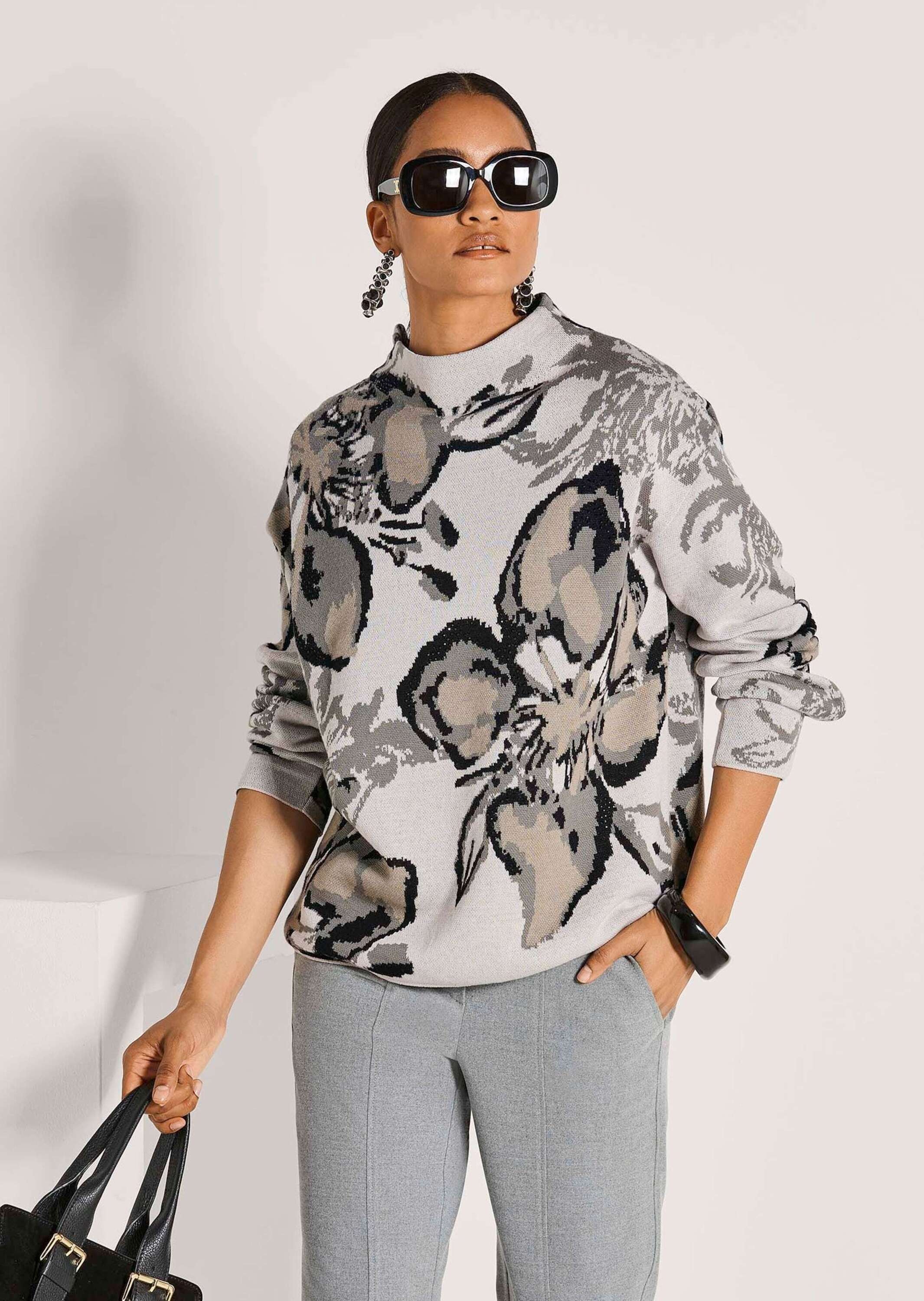 MADELEINE Langarmshirt »Sweatshirt Langarm Pullover mit floralem Muster«