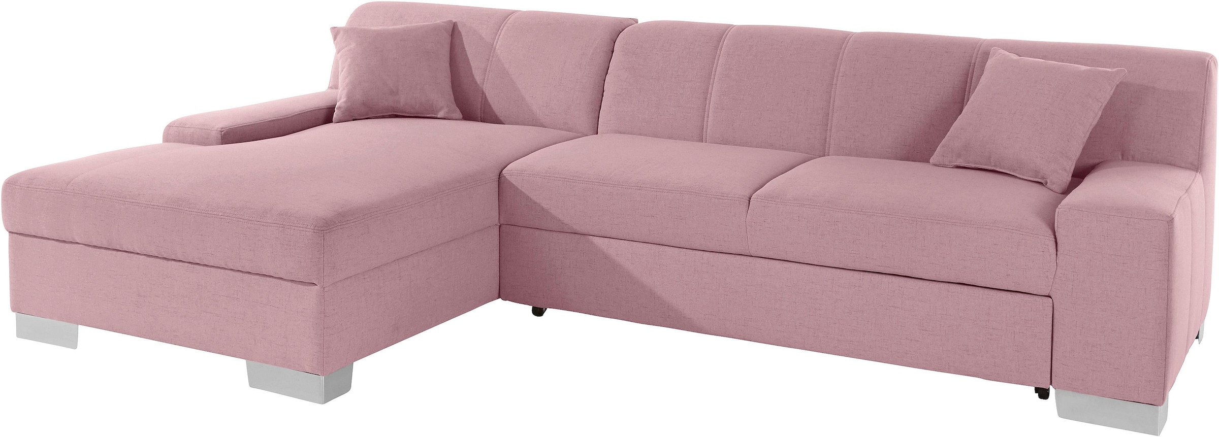 DOMO collection Ecksofa »Bero, elegant und zeitlos, flache Armlehnen, L-Form«, fester Sitzkomfort, wahlweise mit Bettfunktion