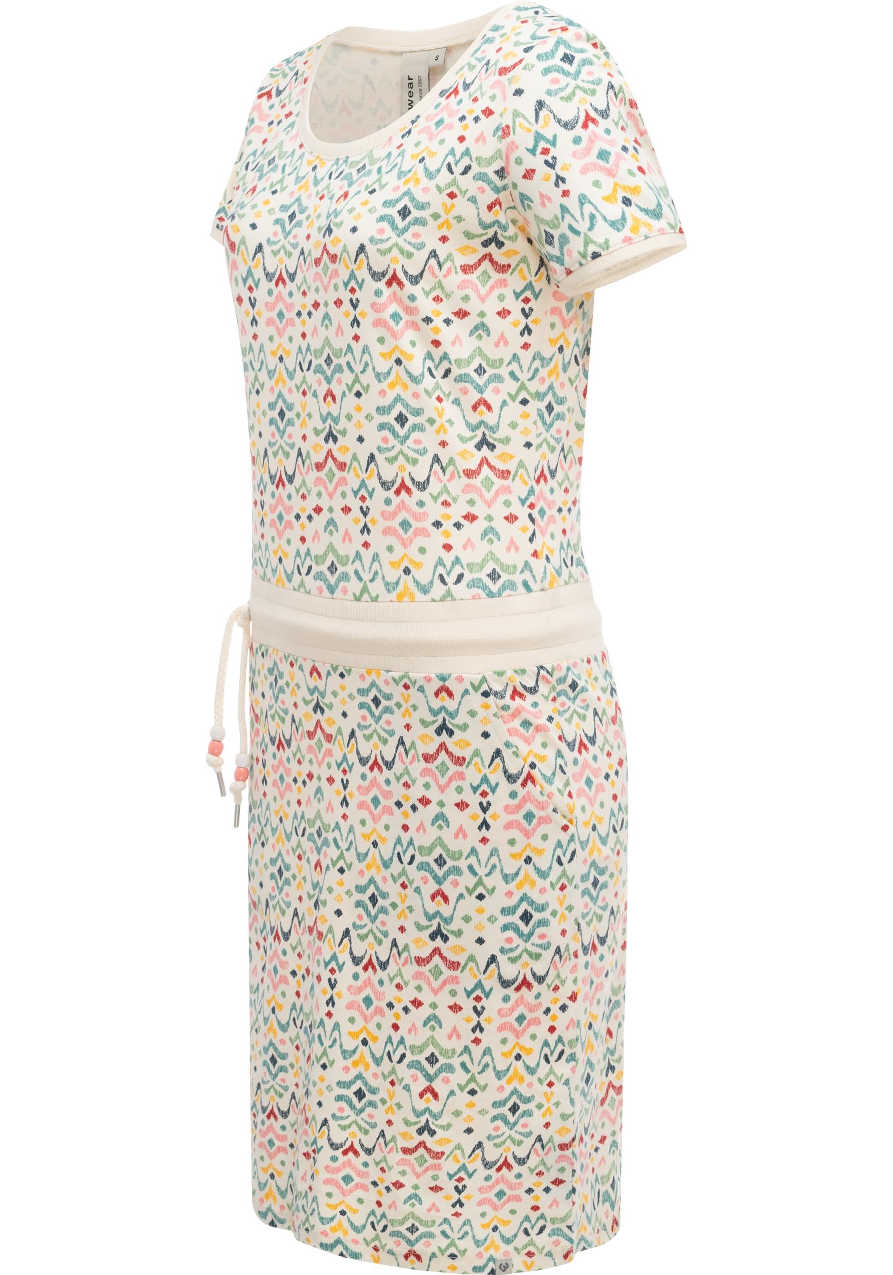 Ragwear Minikleid »Baomi Print YOUMODO« Außentaschen | Eingrifftaschen Gemustertes kurzes Sommerkleid mit Taillenkordel