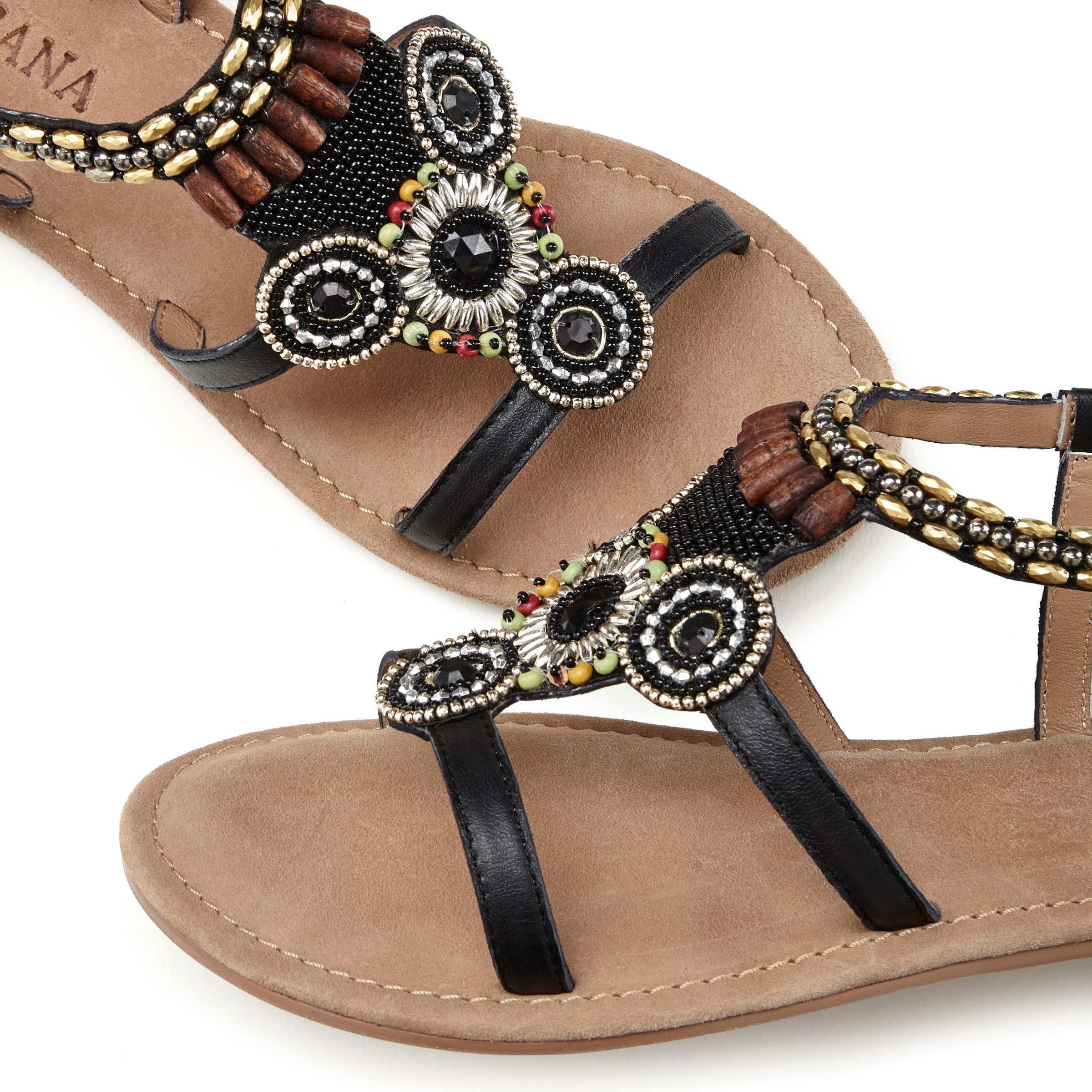Thumbnail - LASCANA Sandale "Sommerschuh", Sandalette, Sommerschuh aus Leder mit Steinchen in Glitzer-Optik
