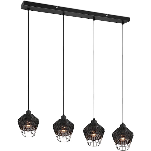 TRIO Leuchten Pendelleuchte »Borka«, 4 flammig-flammig, Boho Hängelampe aus  Rattan 4-flammig exkl E27 max 40W höhenverstellbar | BAUR