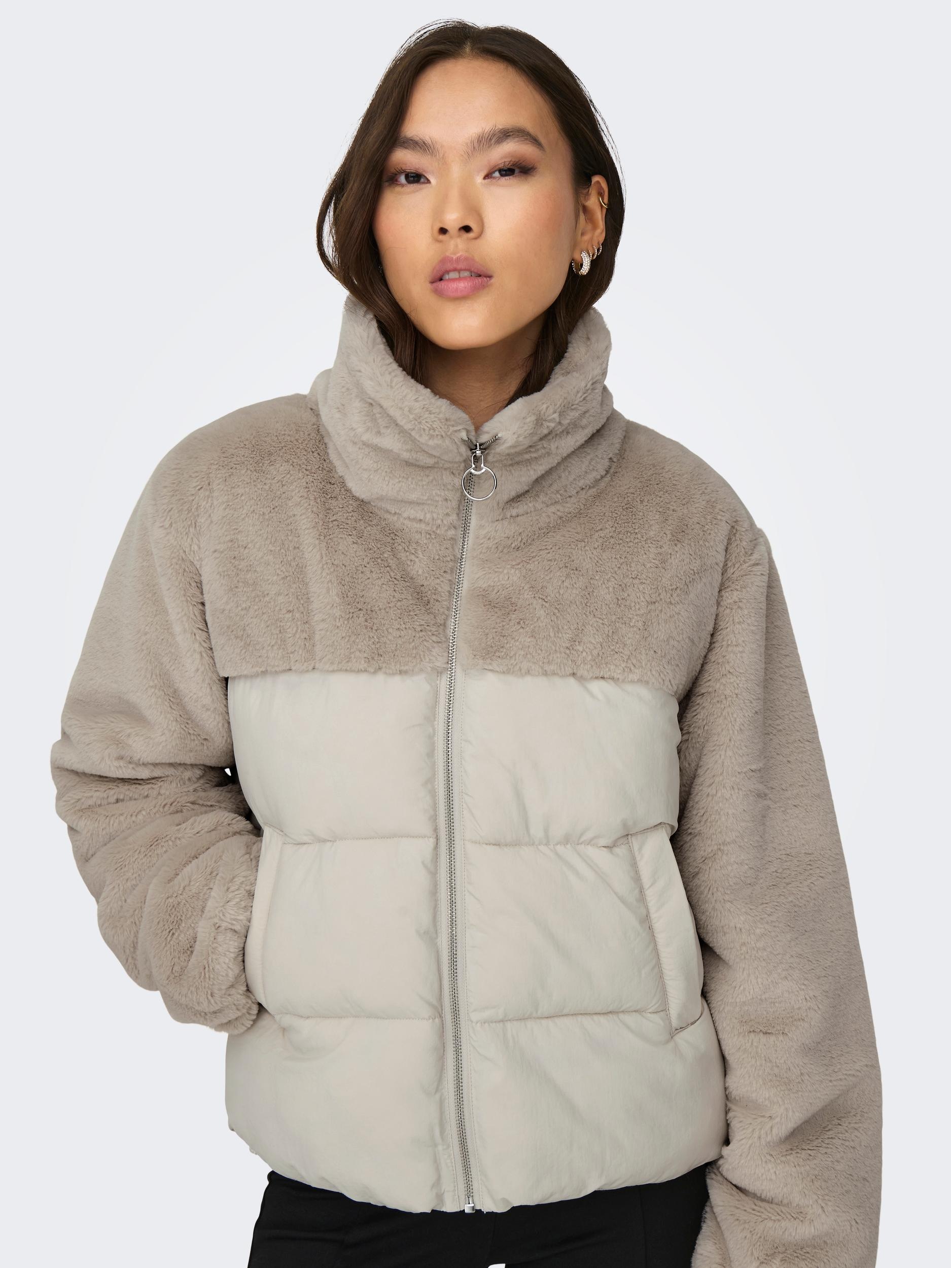 ONLY Steppjacke "ONLWANJA – Jacke mit Plüschdetails und hohem Kragen", regu günstig online kaufen