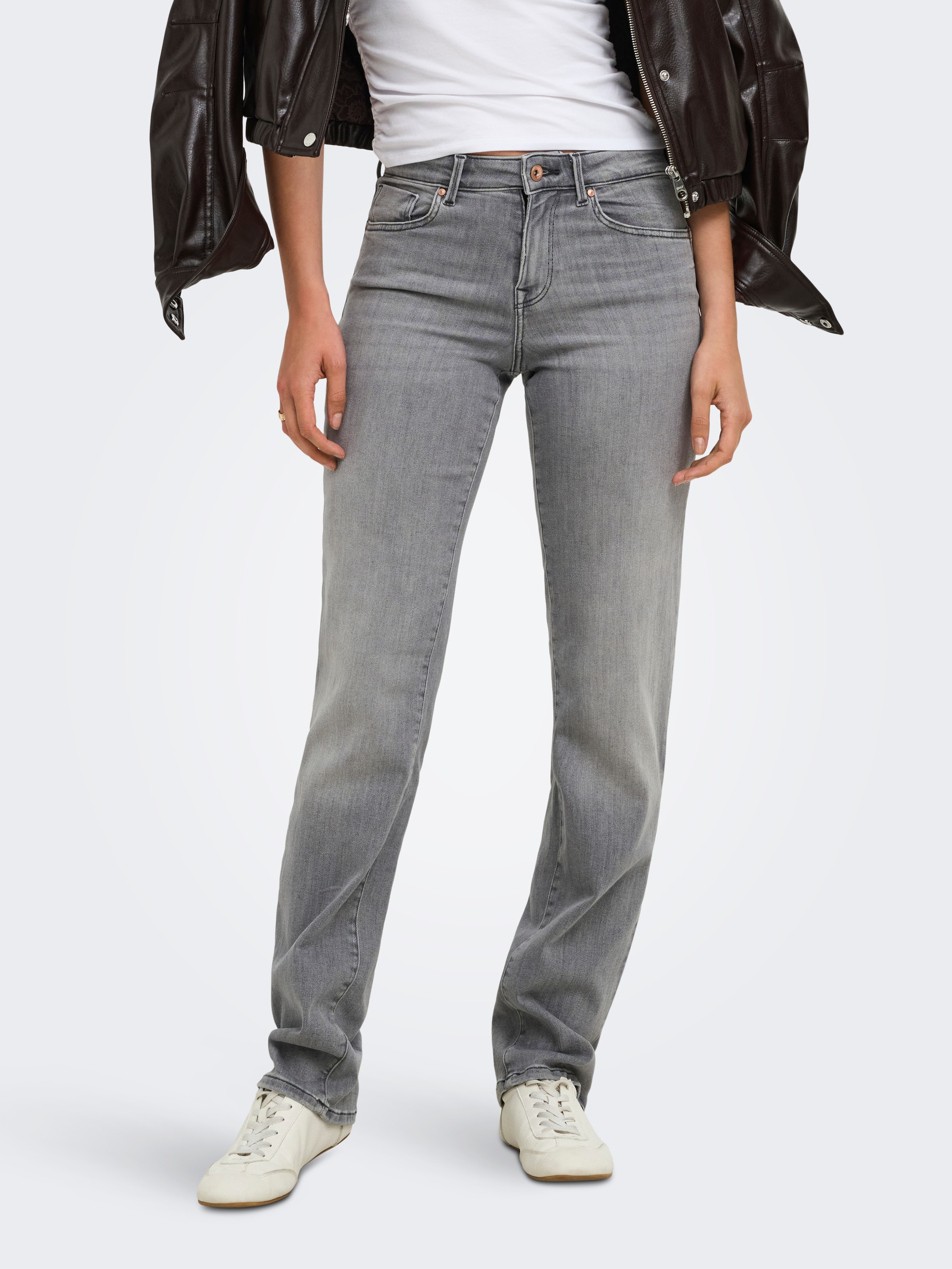 ONLY Slim-fit-Jeans »ONLPOWER MW PUSH UP SLIM STRAIGHT DNM« Baumwollmischung, mid waist, slim fit