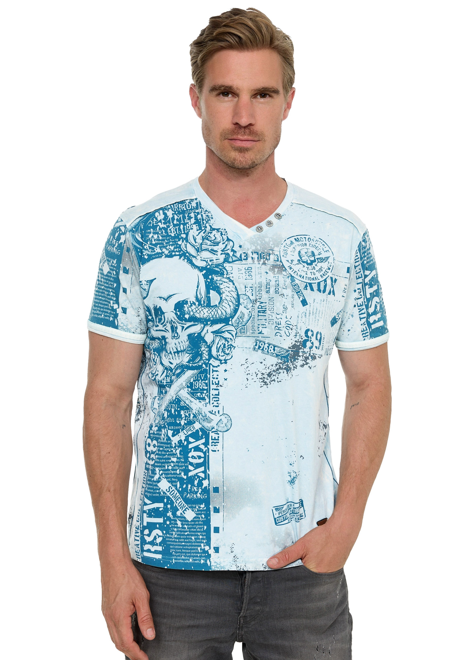 Rusty Neal T-Shirt »Rusty Neal T-Shirt«, mit coolem Allover-Print