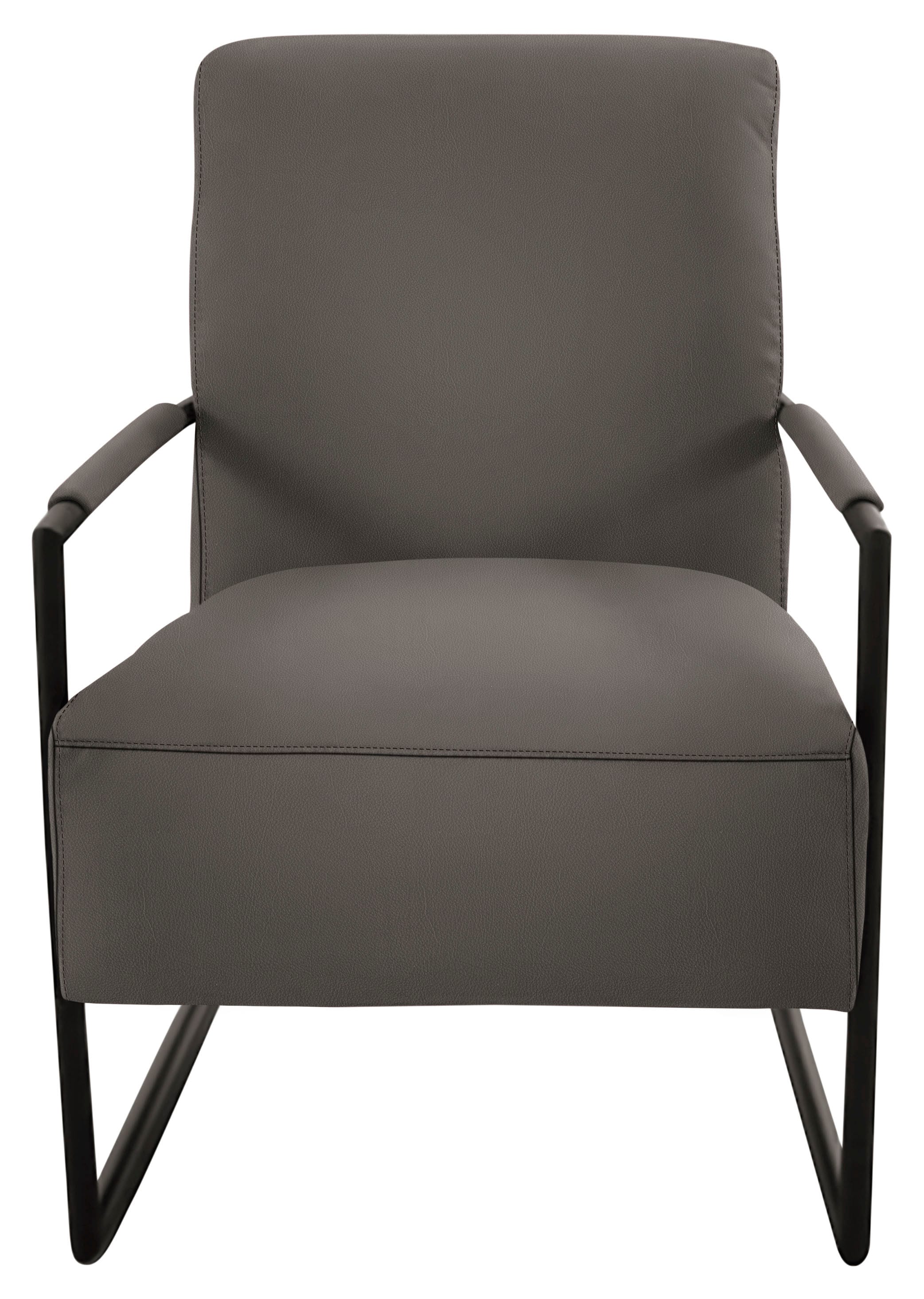 K+W Komfort & Wohnen mit bezogenen Armlehnen, Gestell in Metall schwarz Struktur