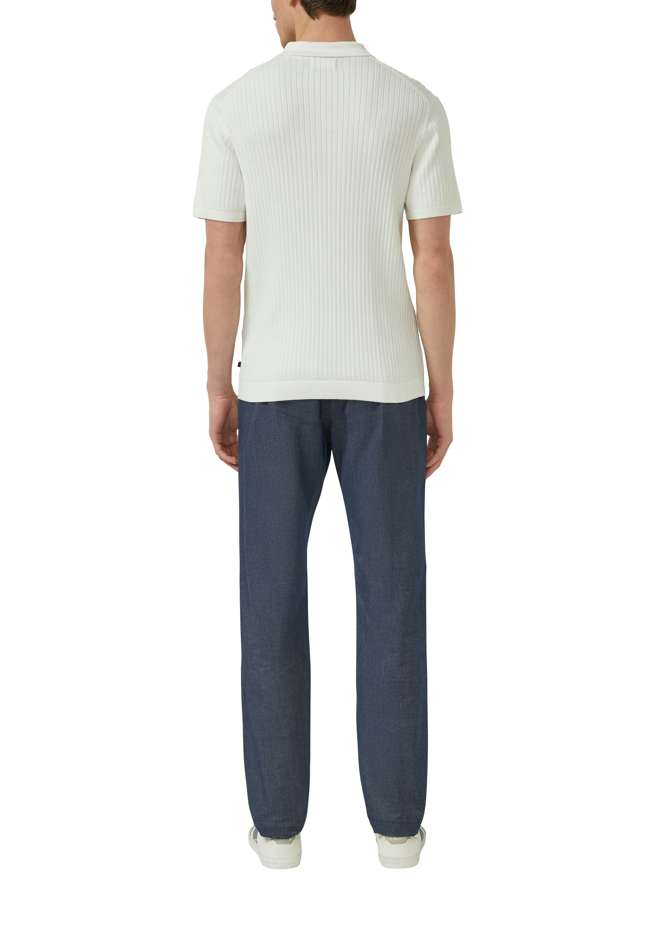 s.Oliver Poloshirt mit Strick-Muster und kurzes Reißverschluss