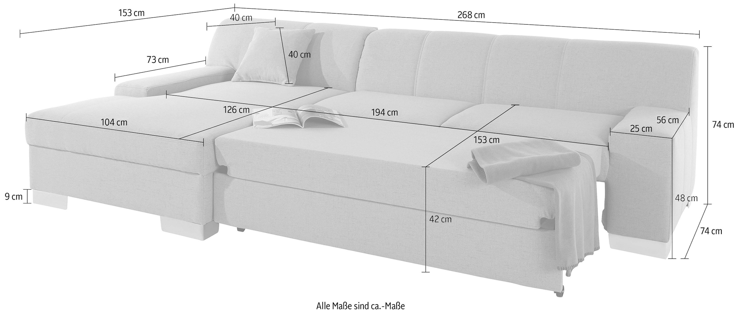 DOMO collection Ecksofa »Bero, elegant und zeitlos, flache Armlehnen, L-Form«, fester Sitzkomfort, wahlweise mit Bettfunktion