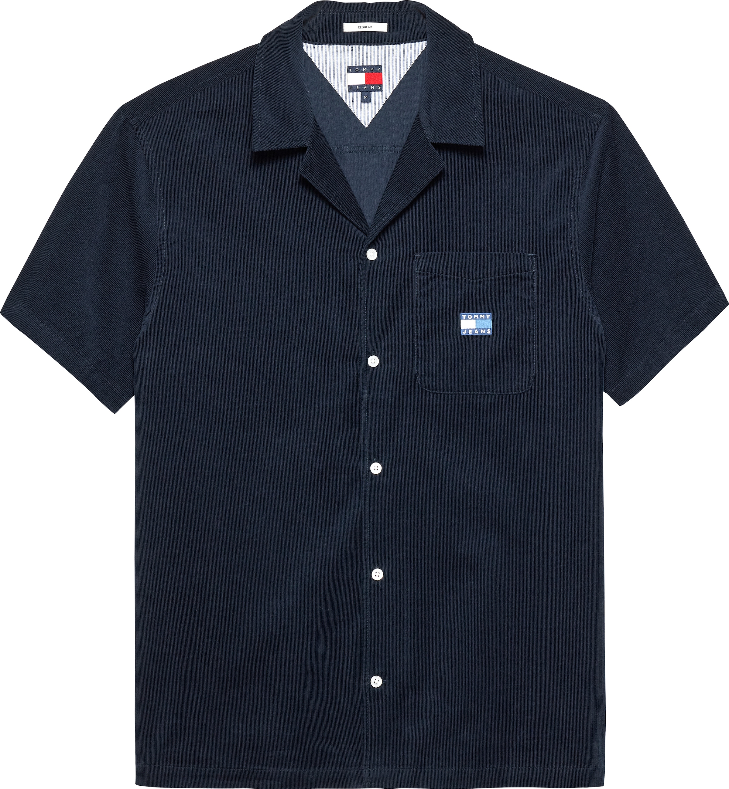 Tommy Jeans Kurzarmhemd »TJM CORD REG CAMP SHIRT«, Mit Rundhalsausschnitt