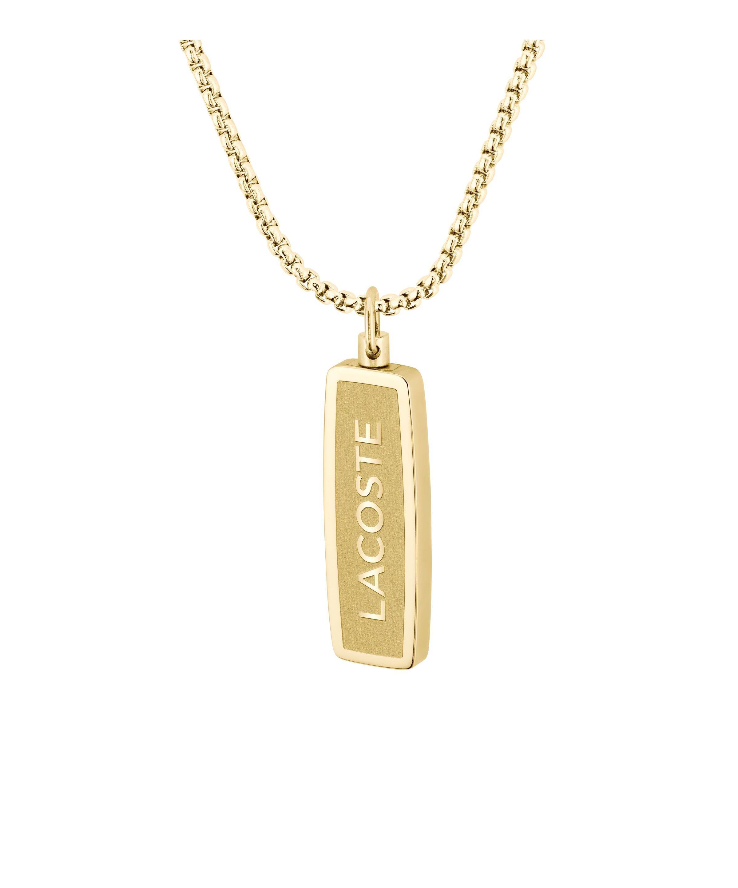 Kette mit Anhänger LACOSTE "DISTRICT", gelbgoldfarben, Halsketten, Damen, Edelstahl, L: 56 B: 2mm, B:2mm