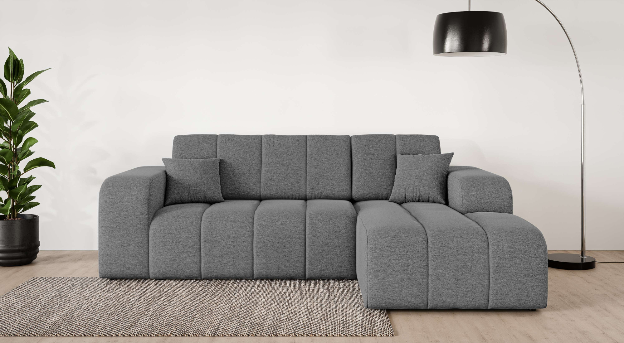 OTTO home Ecksofa "CASSY L-Form, Schlafsofa mit Bettkasten, Maße B/T/H: 245/165/88 cm" mit 2 Rückenkissen, Recamiere rechts oder links bestellbar