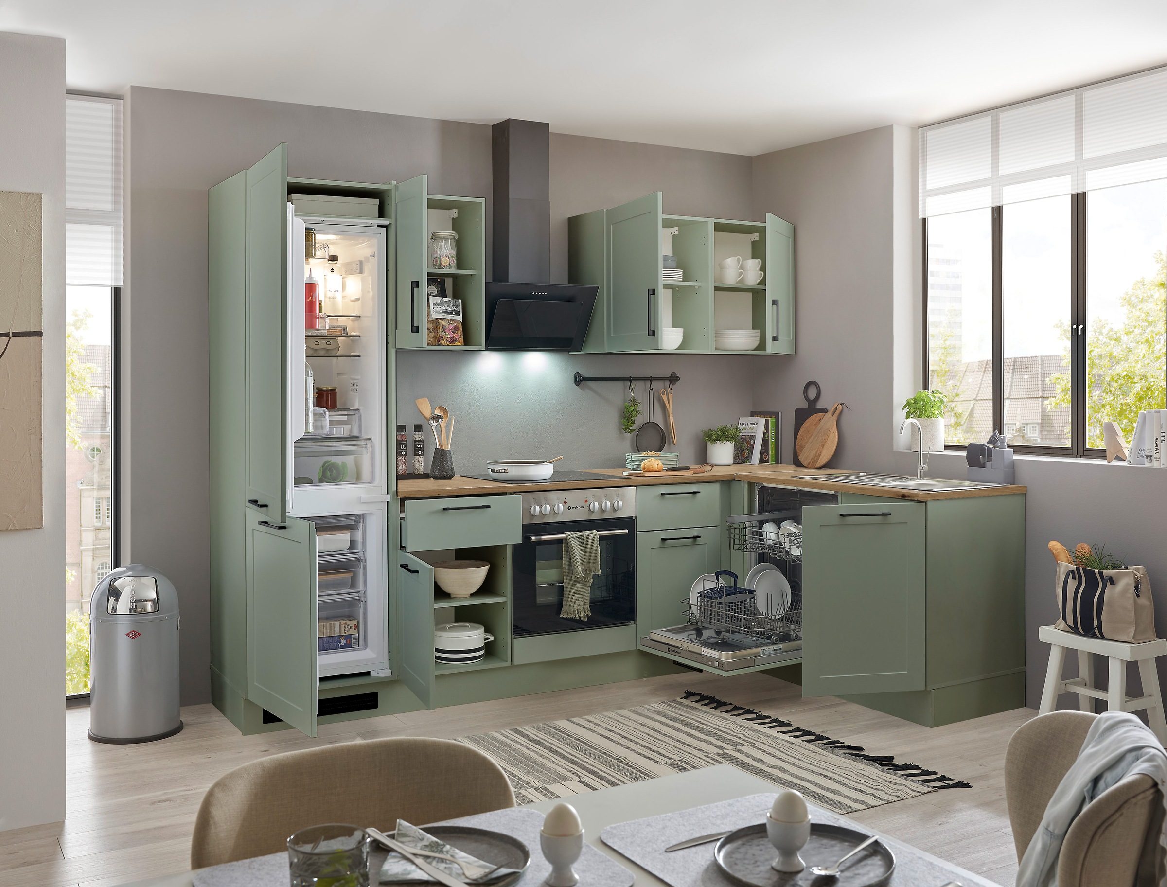 BASIC by Balculina Winkelküche »Marsi«, Stellmaße 280x175 cm, wahlweise mit E-Geräten, mit Soft-Close-Funktion