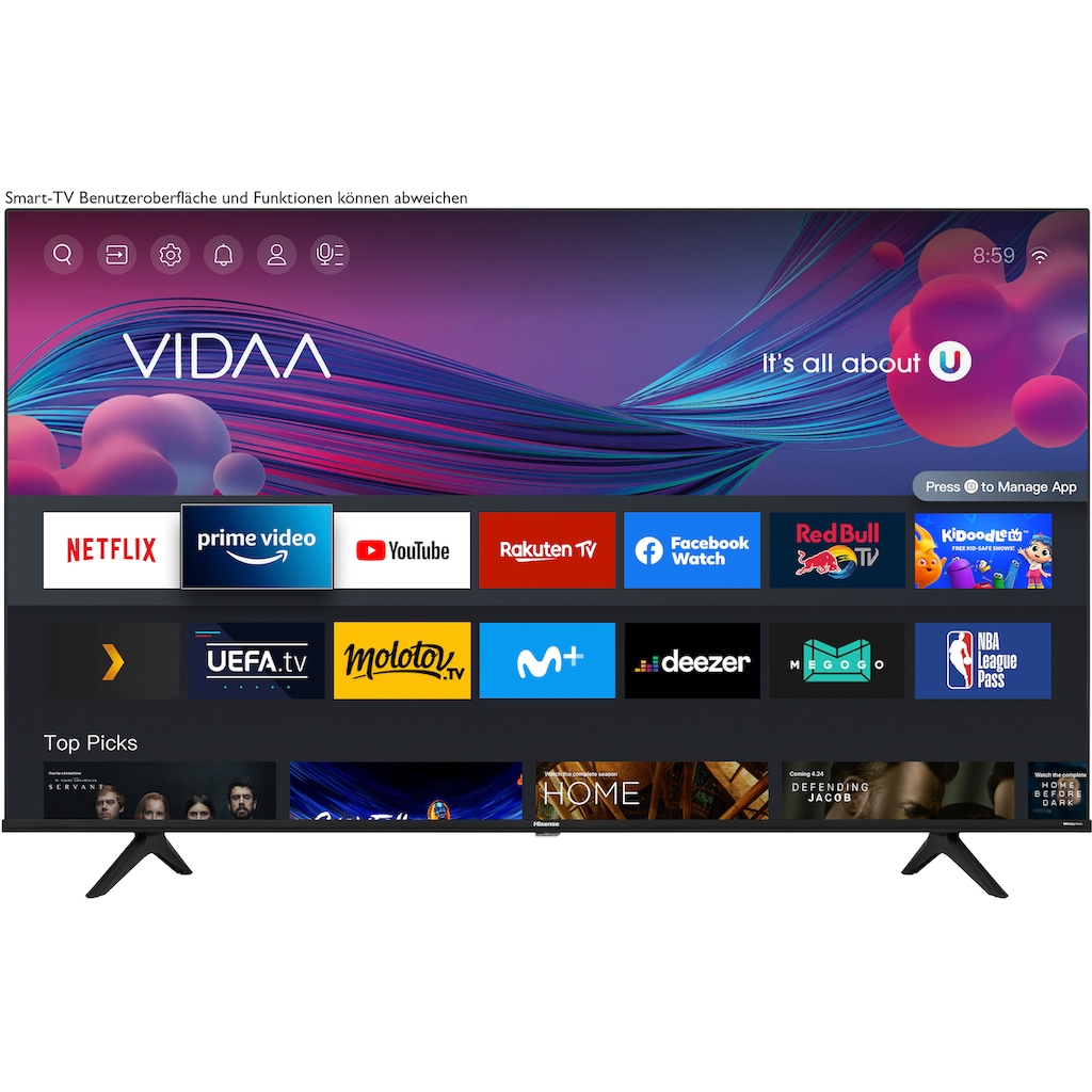 Hisense LED-Fernseher »55A6FG«, 139 cm/55 Zoll, 4K Ultra HD, Smart-TV, Triple Tuner DVB-C/S/ S2/ T/ T2/ DTS Virtual X, Alexa Built-in