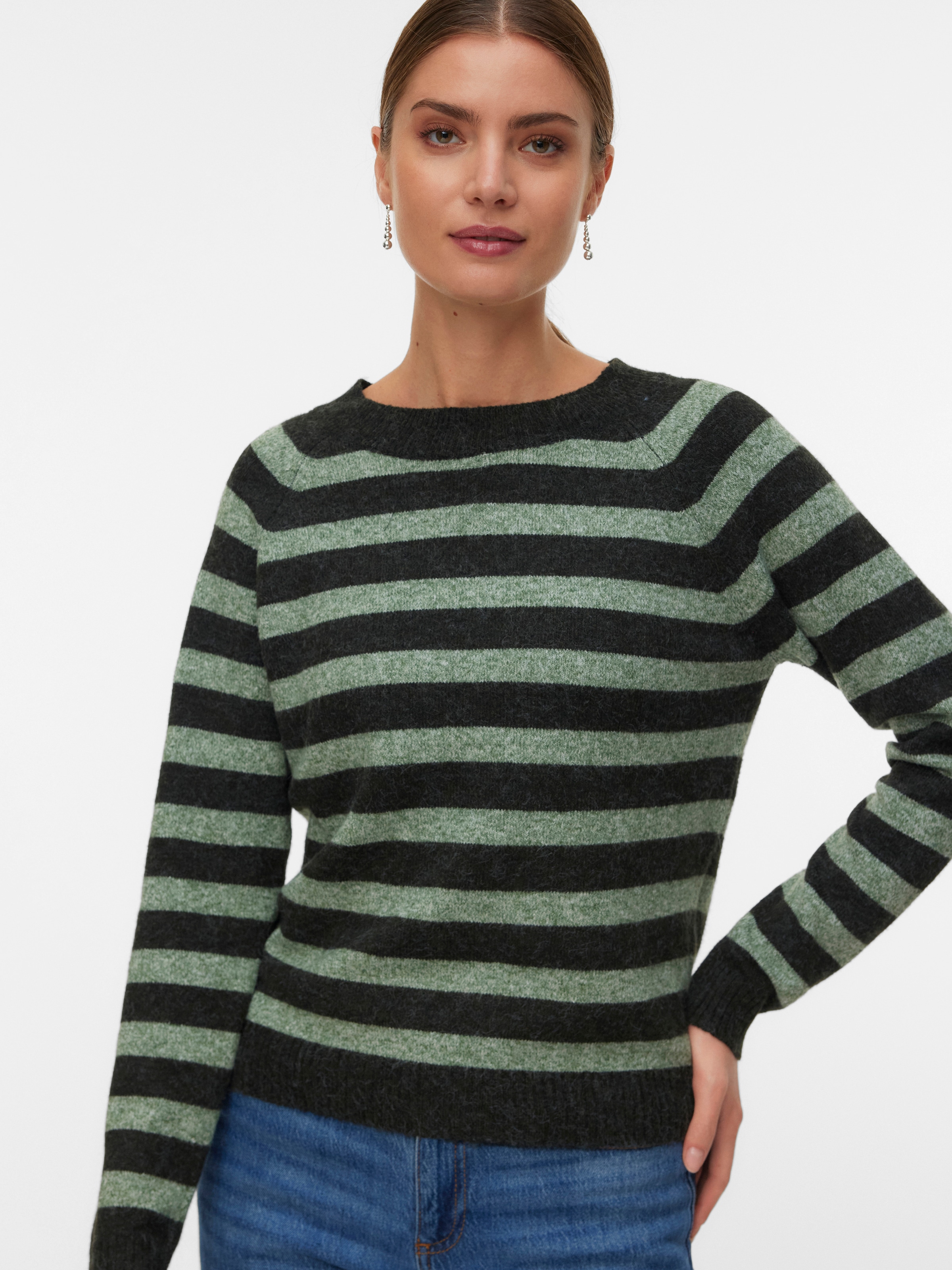 Vero Moda Rundhalspullover "VMDOFFY LS O-NECK BLOUSE GA NOOS" Materialmix, günstig online kaufen