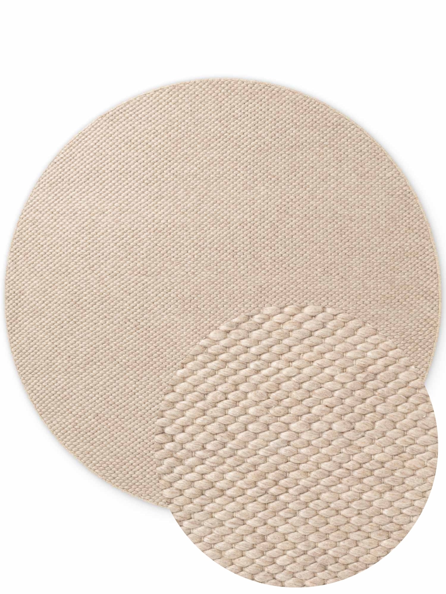ELLE DECORATION »Beans« rund 10 mm Höhe Handweb Teppich Wolle, Rund, Perlenstruktur, Wohnzimmer, Schlafzimmer