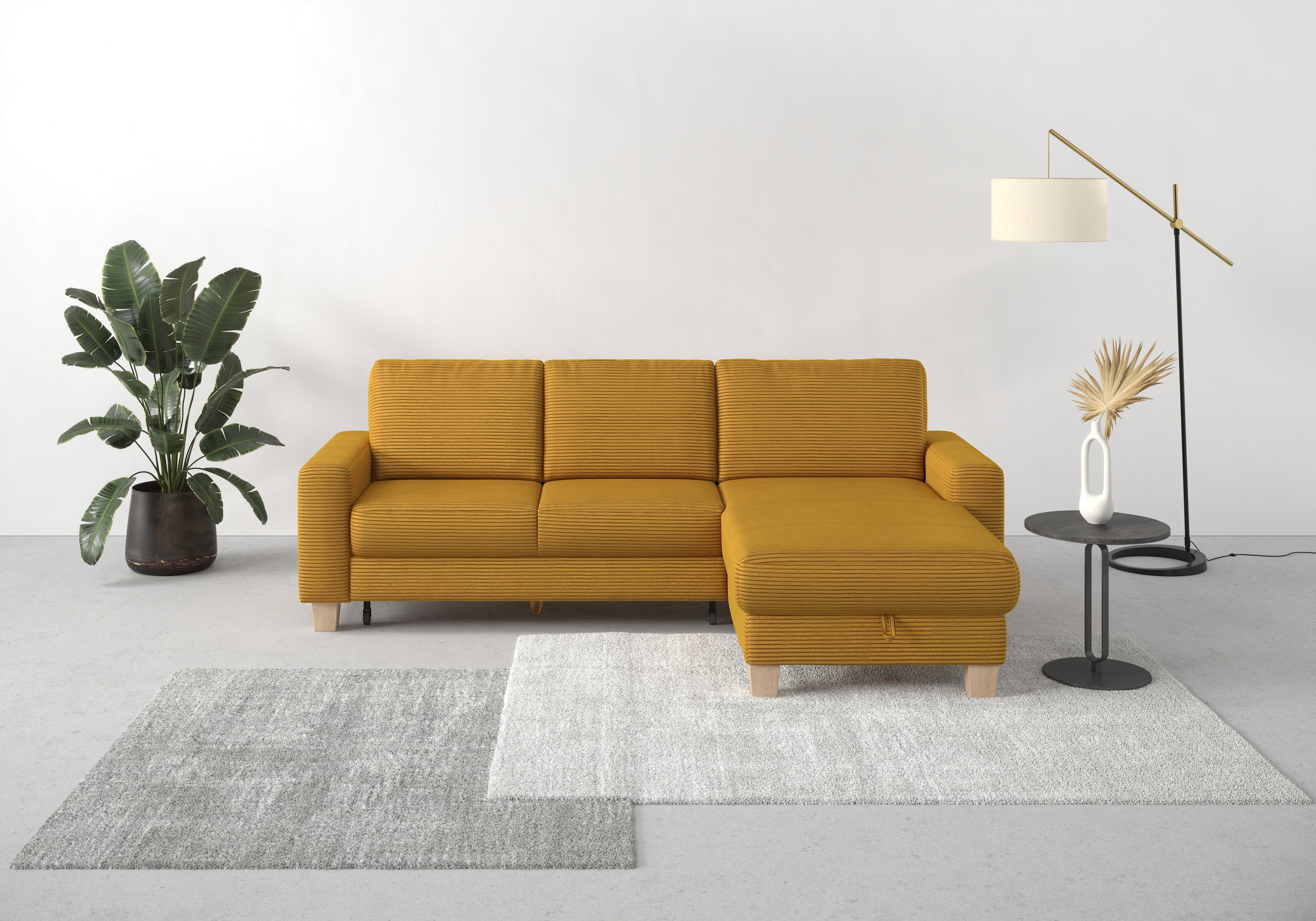 OTTO home Ecksofa "Summer L-Form" mit Recamiere, mit oder ohne Schlaffunktion und Bettkasten, Cord-Bezug