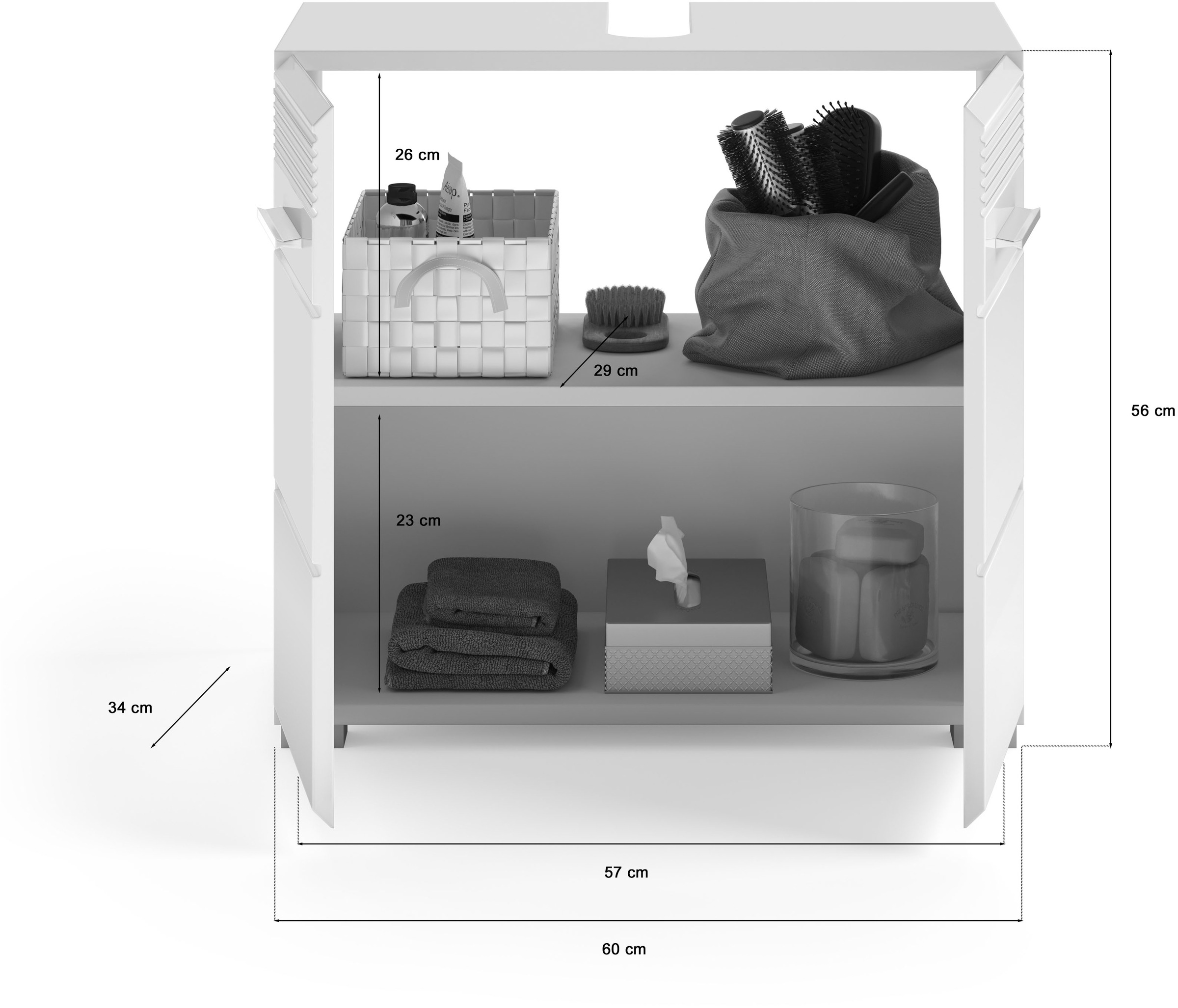 INOSIGN Badmöbel-Set »Malmö, 2 teilig, inklusive LED Beleuchtung, bestehend aus:«, (Set, 2 St.), Waschbeckenunterschrank, Spiegelschrank, LED Badaufsatzleuchte