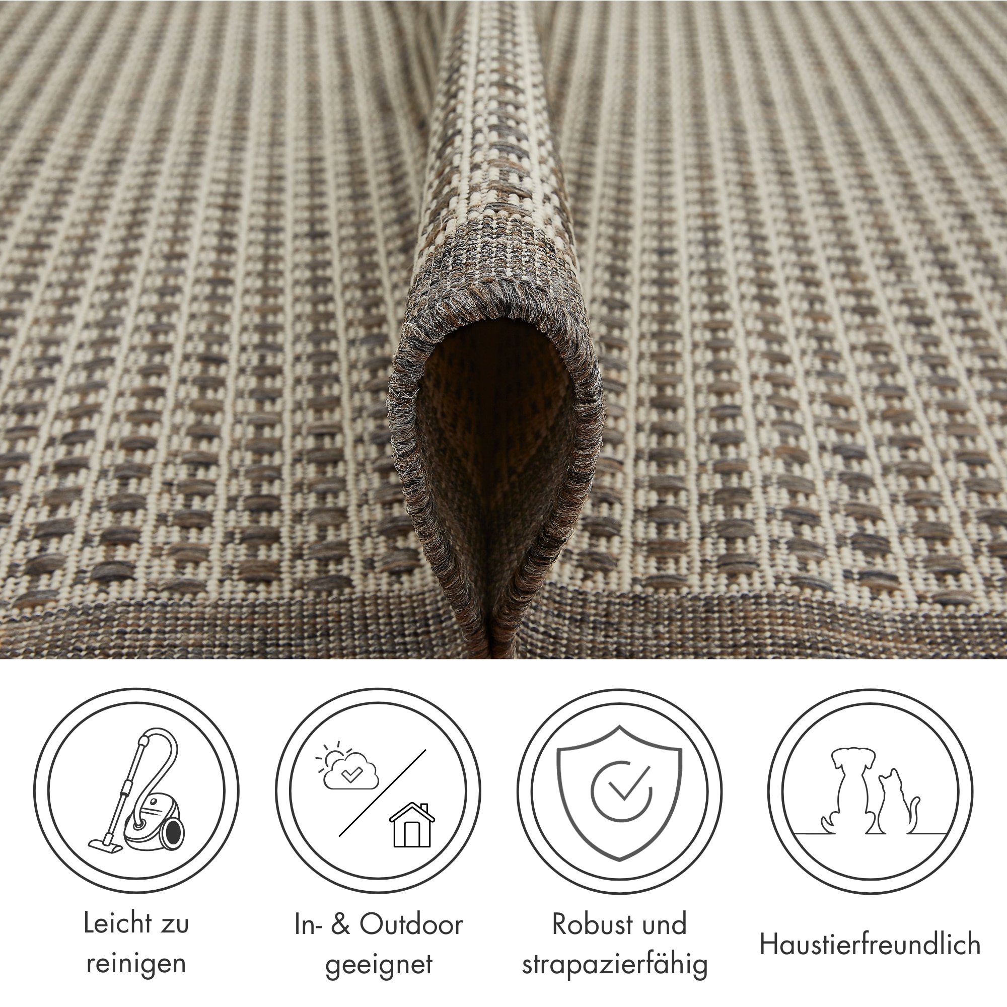 Andiamo Teppich »Savannah« rechteckig 4 mm Höhe Flachgewebe, In- und Outdoor geeignet, Wohnzimmer