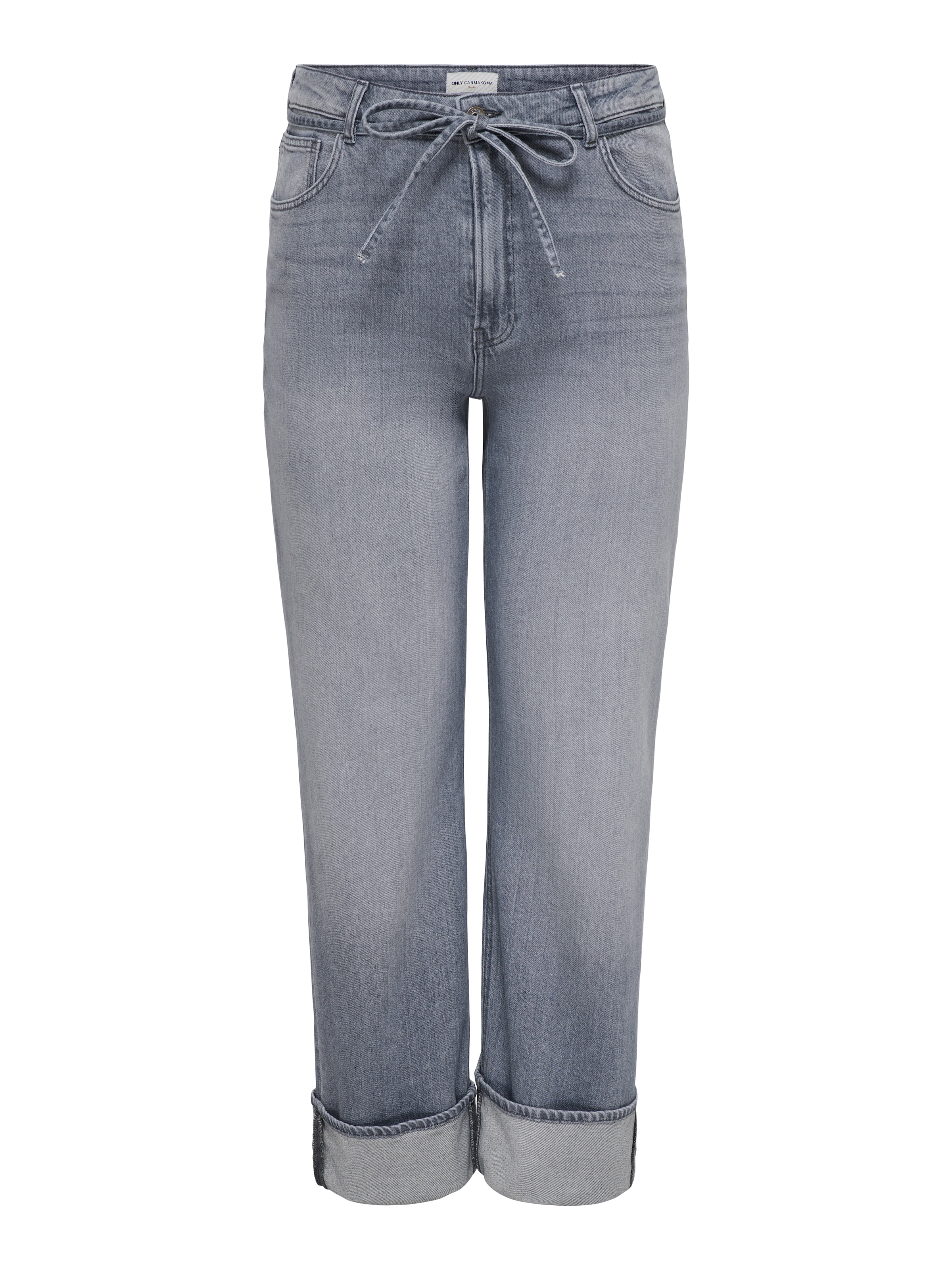 ONLY CARMAKOMA Straight-Jeans "CARGIANNA MW FOLD UP STRAIGHT AZ752" Baumwollmischung, Regular Waist