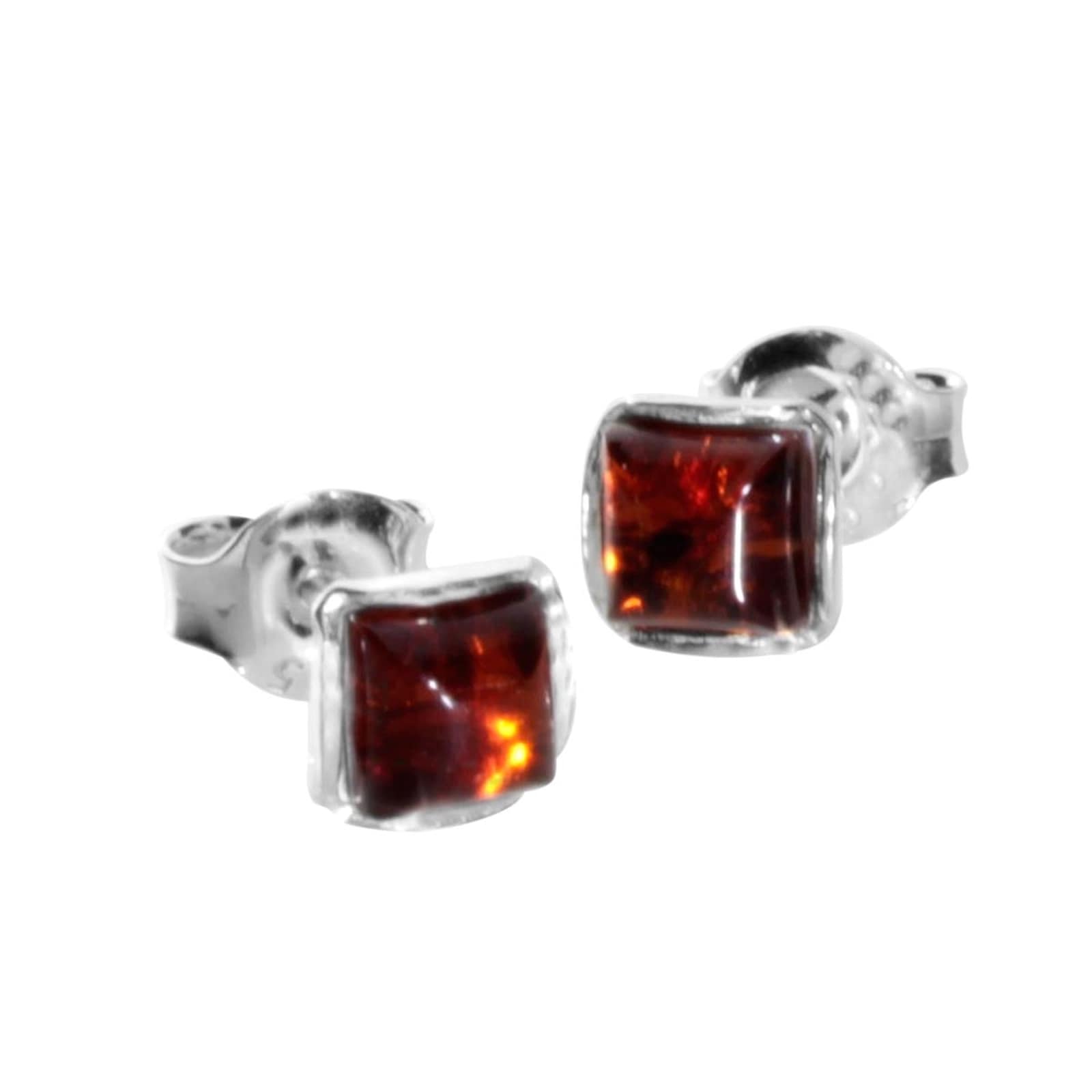Ostsee-Schmuck Classic 4x4mm Earrings Silver Amber