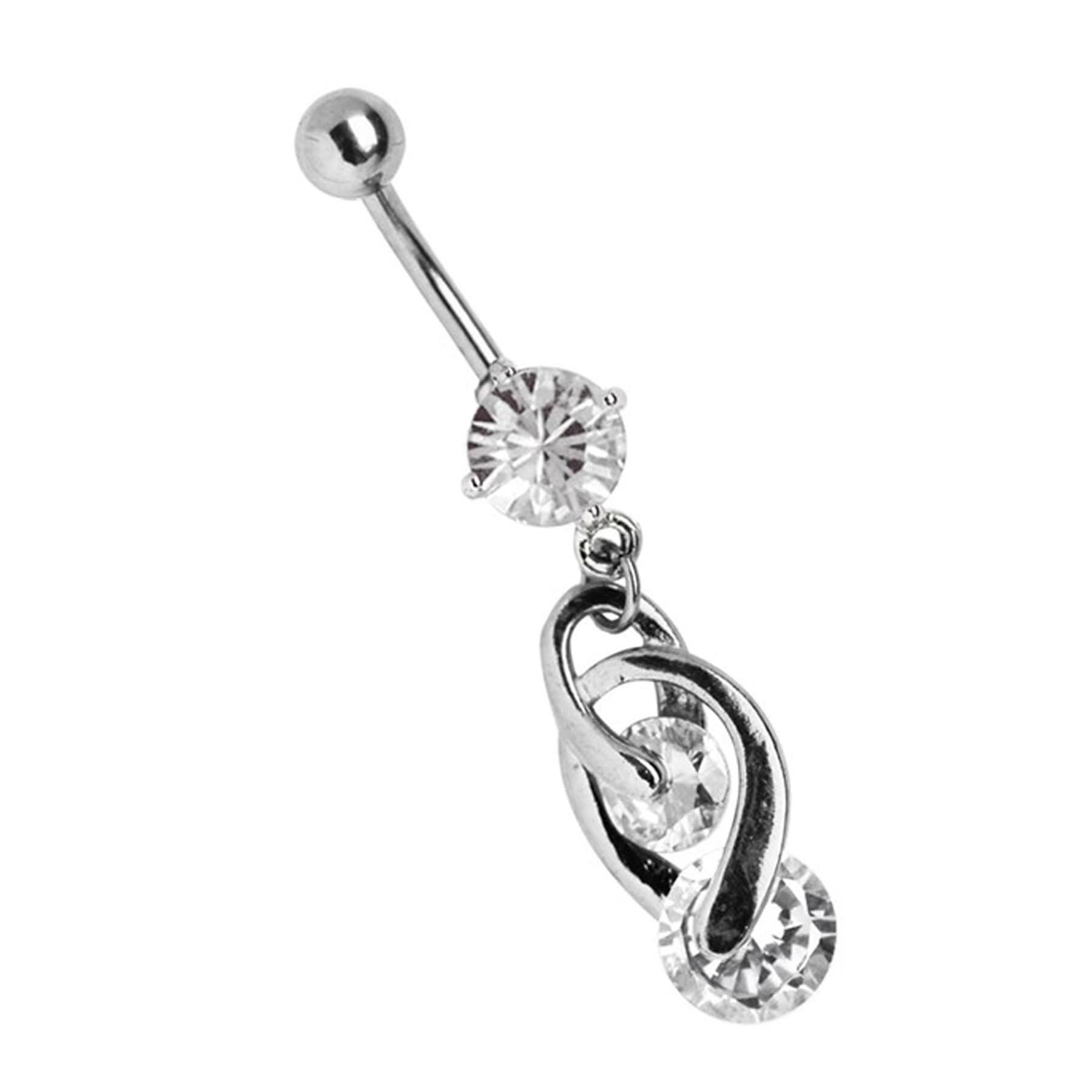 ADELIA ́S Damen Bauchnabelpiercing "Piercing Bauchnabelpiercing", onesize, transparent, Titan, Piercings, offener 8mm Stein mit filigranem