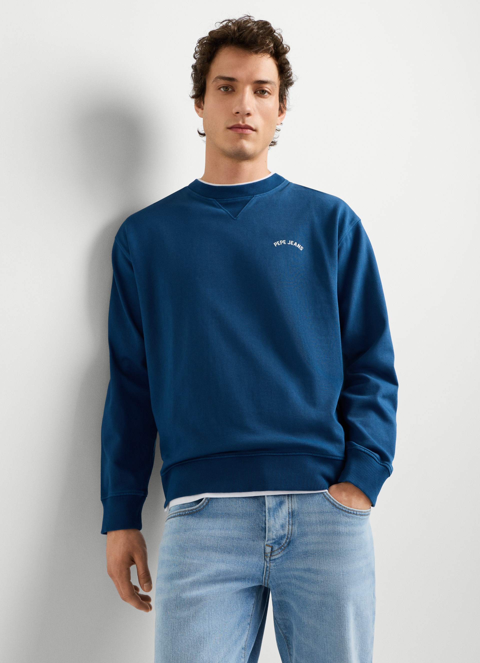 Pepe Jeans Sweatshirt "JOHN CREW", mit Rippeinsatz am Rundhals, Logoschriftzug