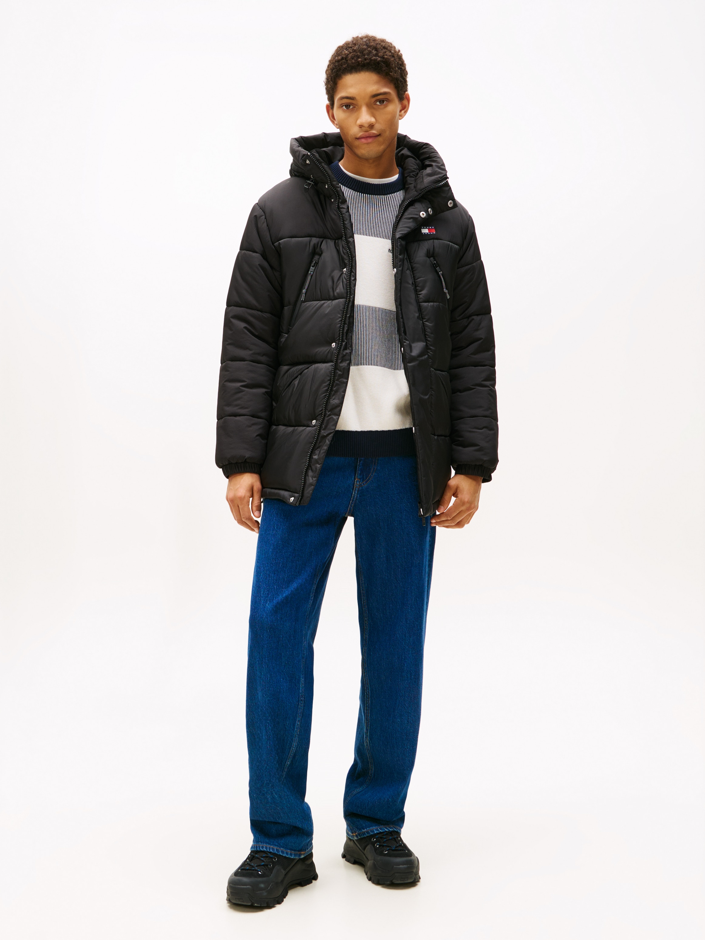 Tommy Jeans Steppmantel »FABRIC MIXED PARKA«, Regular fit mit Kapuze
