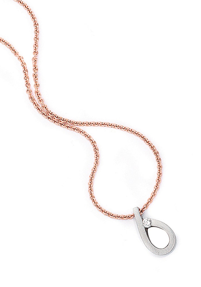 JOBO Kettenanhänger »Anhänger Tropfen 15,4 mm«  950 Platin mit Diamant