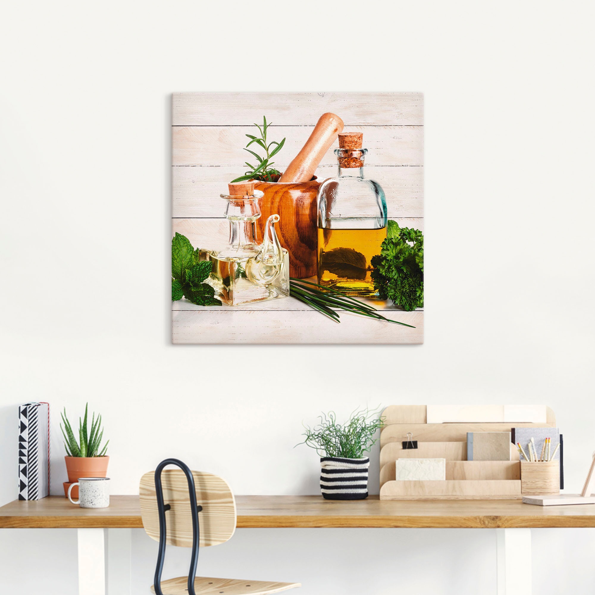 Artland Wandbild »Olivenöl und Kräuter - Küche«, Arrangements, (1 St.), als Alubild, Outdoorbild, Leinwandbild, Poster, Wandaufkleber