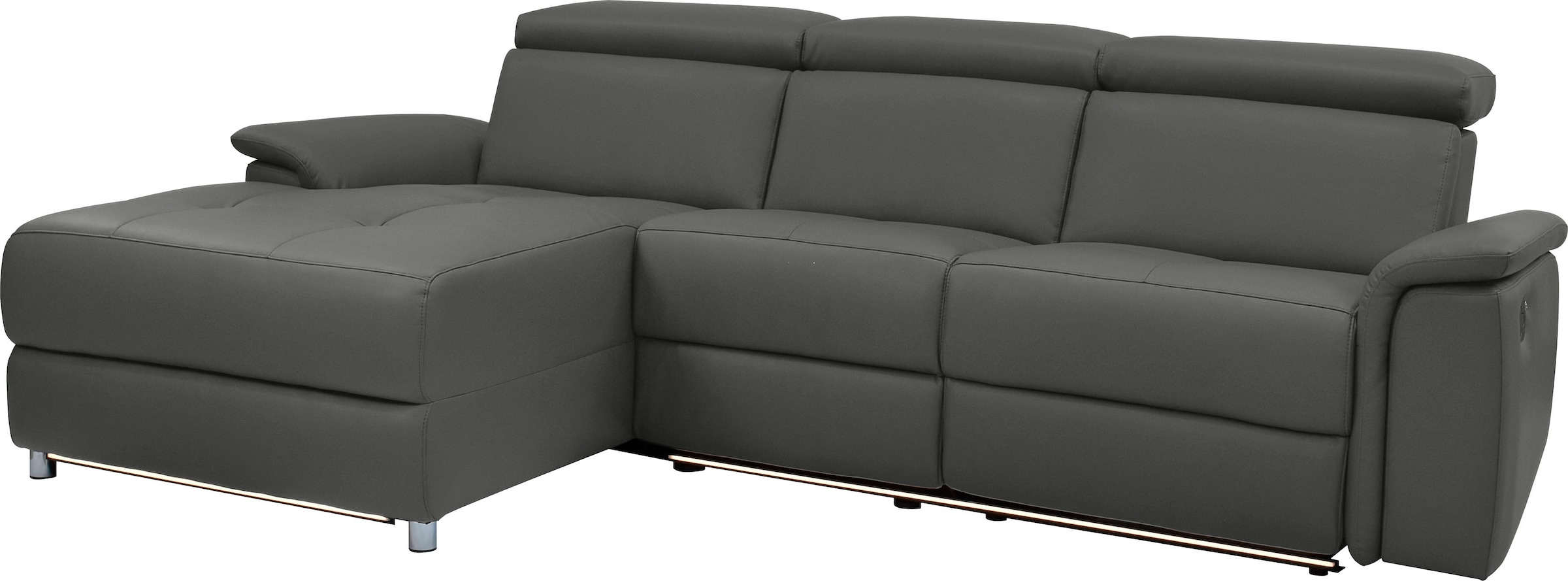 Places of Style Ecksofa »Pareli, L-Form, 259cm,m. Recamiere, Echtleder, Kunstleder, Webstoff«, man. o. elektr. Relaxfunktion, USB/Kopfteilverstellg u. LED
