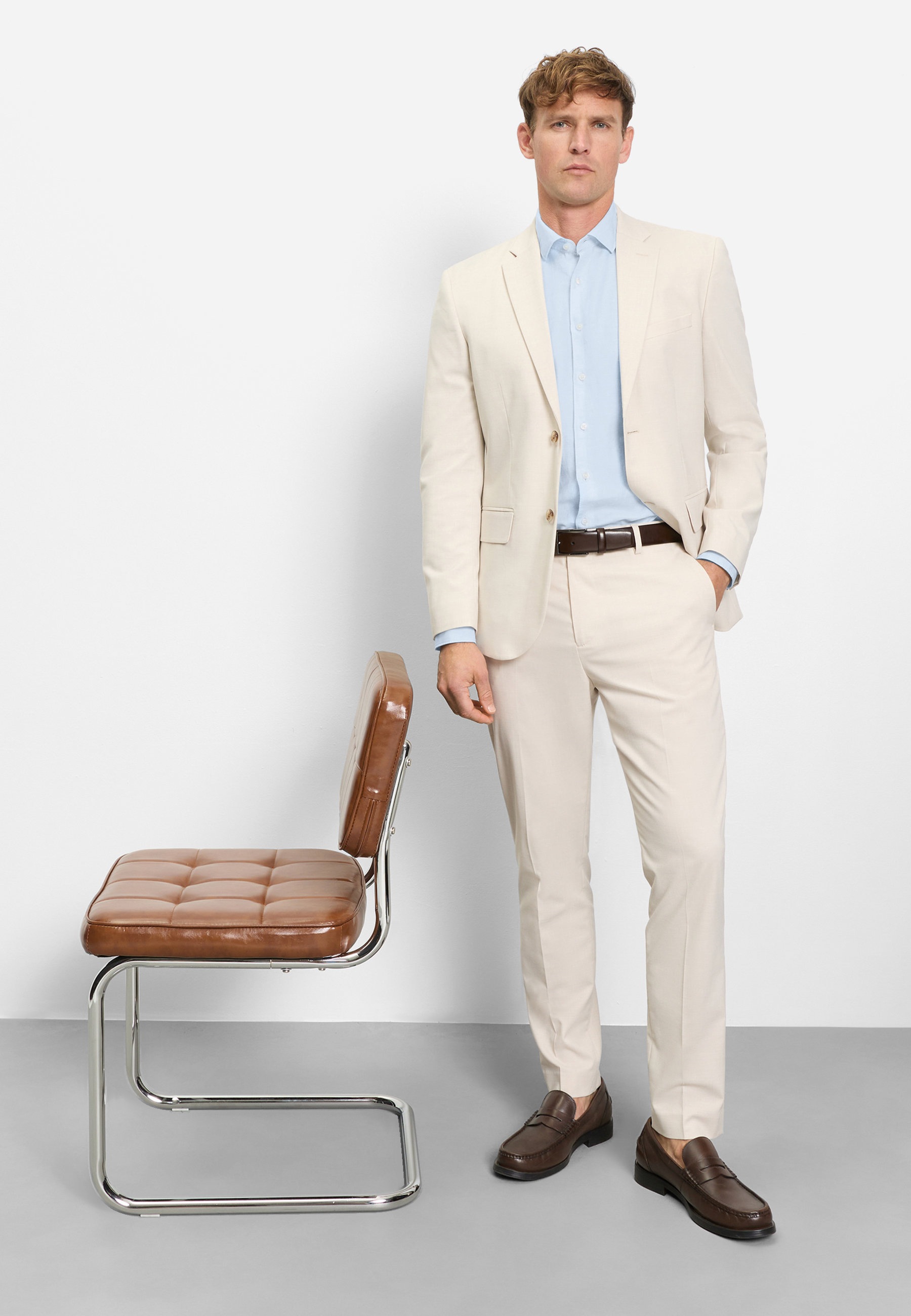 OLYMP Level Five Linen Blend Shirt Light Blue 42 8