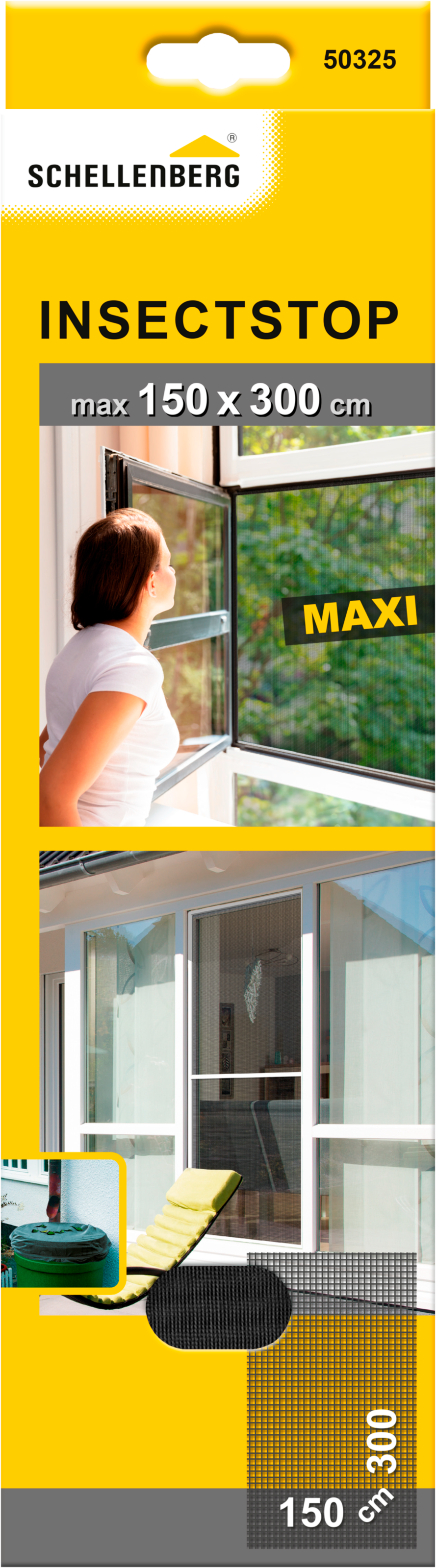 SCHELLENBERG Fliegengitter-Gewebe "Maxi für große Fenster", B/H: 150cm x 300cm, 1er Pack, grau, Insektenschutzgitter, Insektenschutz und