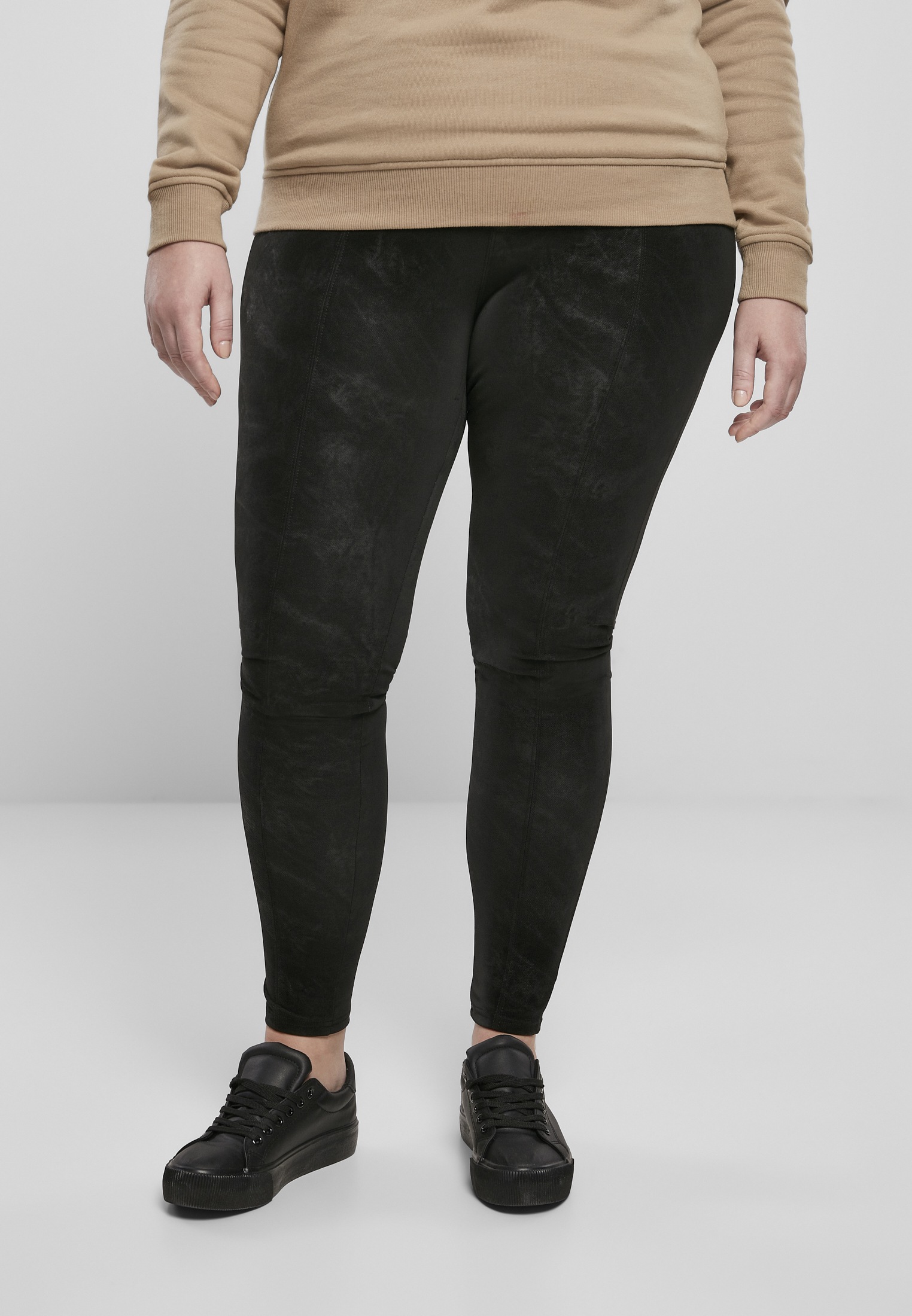 URBAN CLASSICS Leggings "Urban Classics Damen Ladies Washed Faux Leather Pants", (1 tlg.)