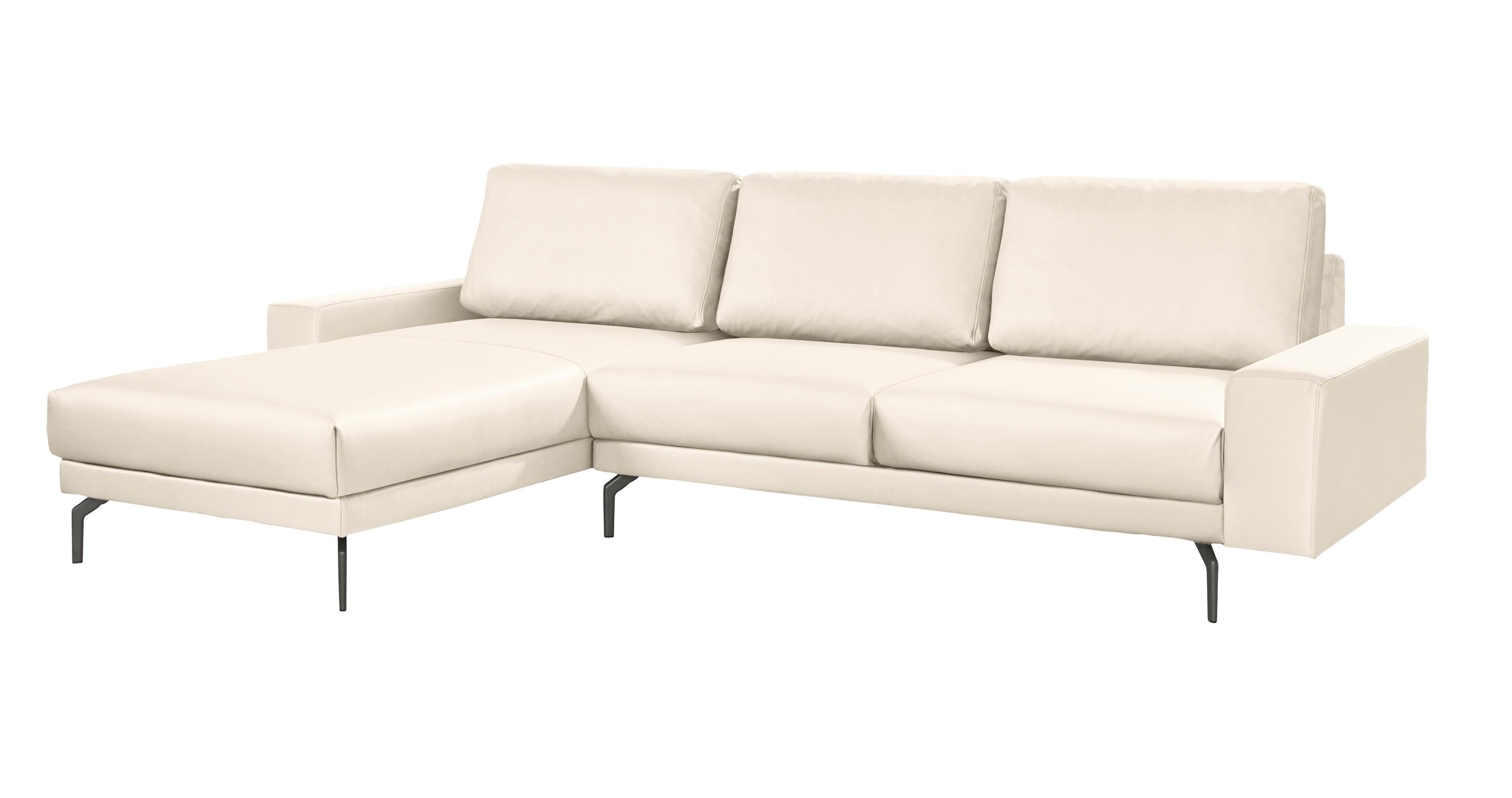 Creation BY ROLF BENZ Ecksofa »CR.450, Designecksofa, L-Form«, Armlehne breit und niedrig, Alugussfüße in umbragrau, Breite 274 cm