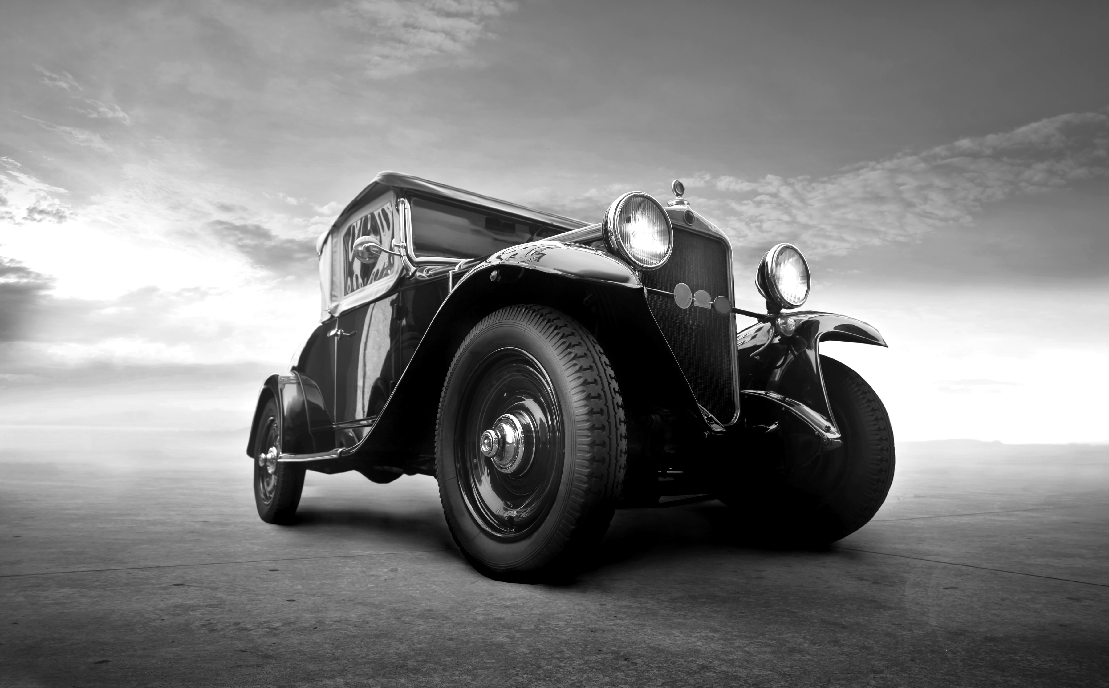 Papermoon Fototapete "Oldtimer Schwarz Weiß"