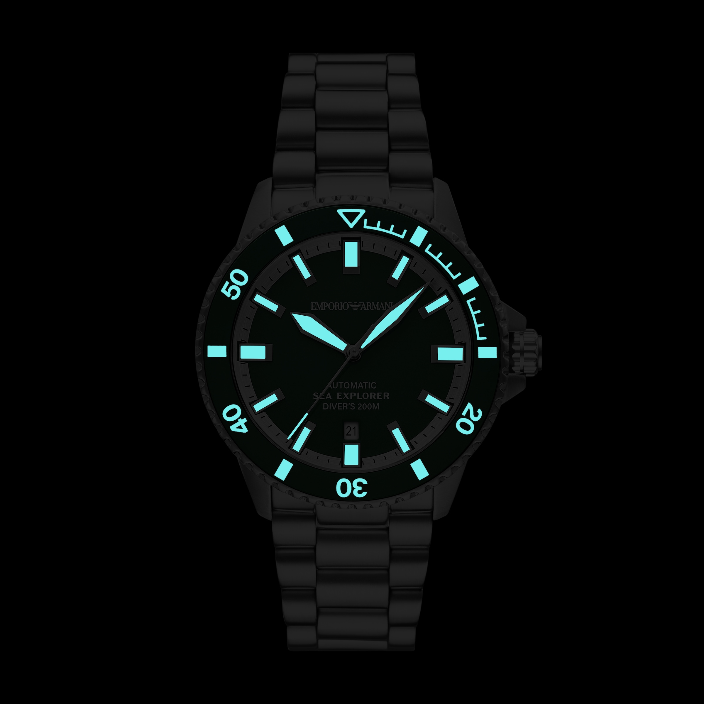 Emporio Armani Automatikuhr, Armbanduhr, Herrenuhr, Mechanische Uhr, Edelstahlarmband, analog, Tag