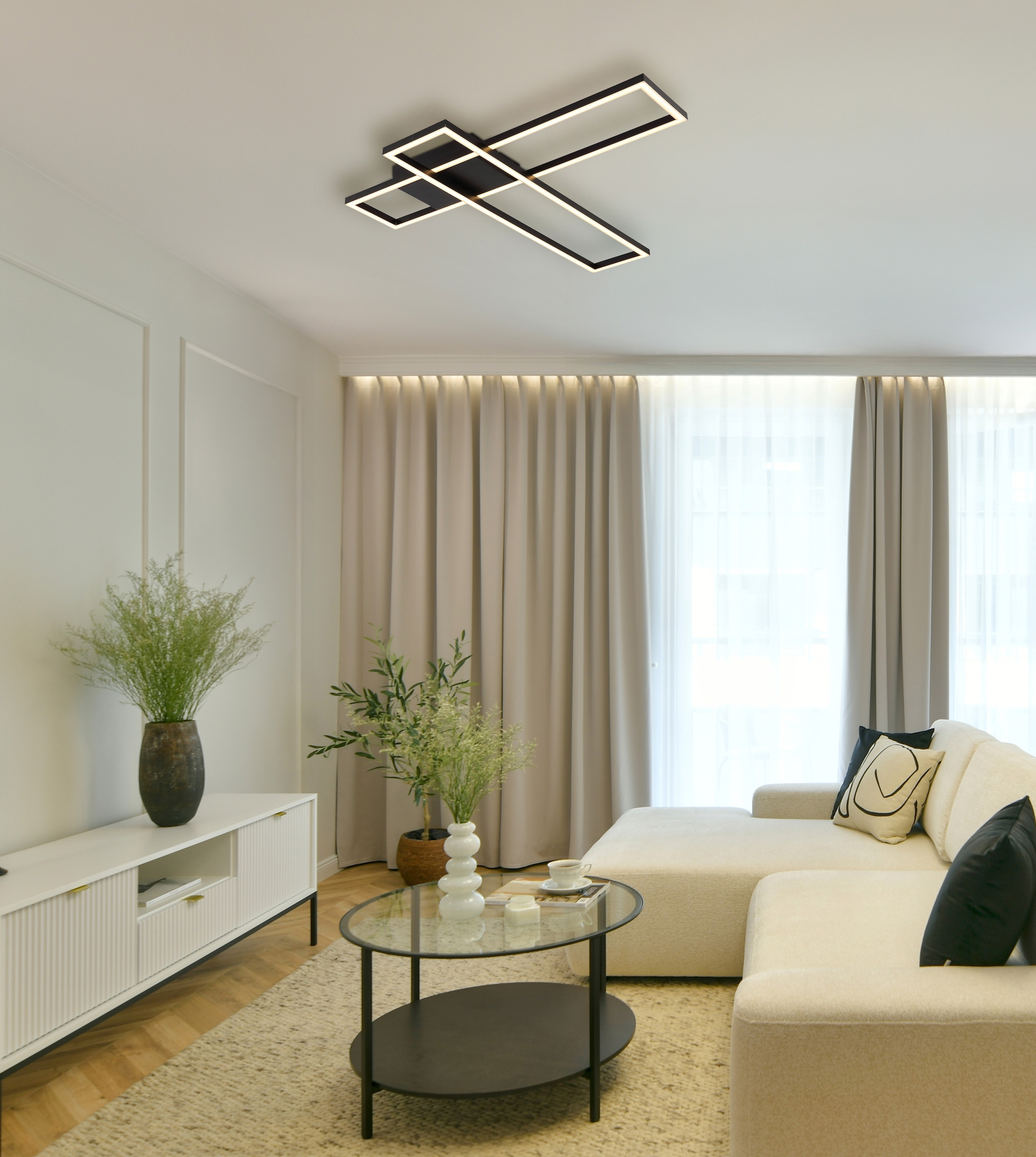 GLOBO LIGHTING Deckenleuchte »TATJANA« LED-Modul 1 Stk. Warmweiß Deckenlampe Wohnzimmer-Leuchte Schlafzimmer-Leuchte Flur Küche