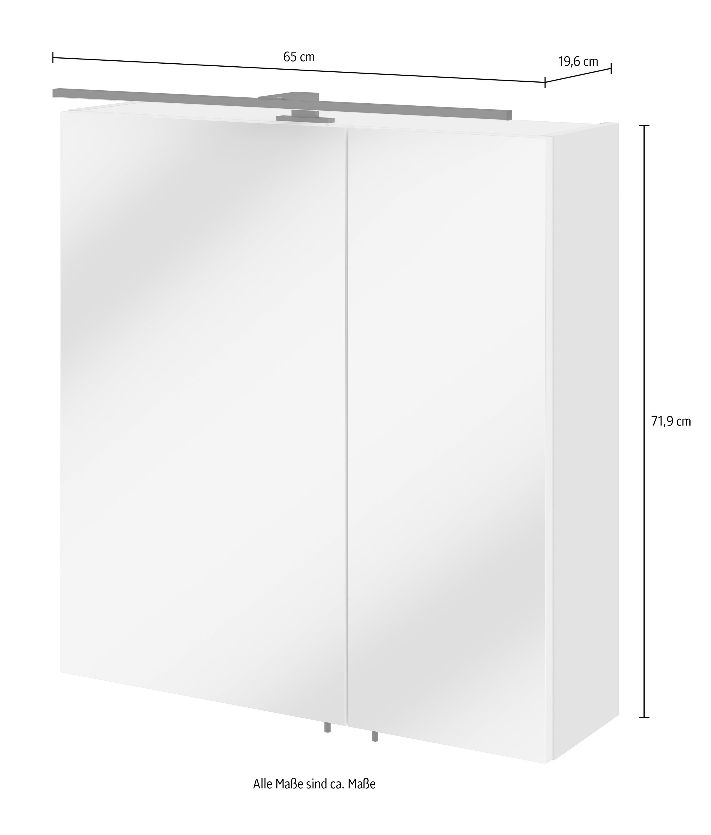 OPTIFIT Spiegelschrank »Riff« Breite 65 cm, schnelle Montage mit OPTIsnap